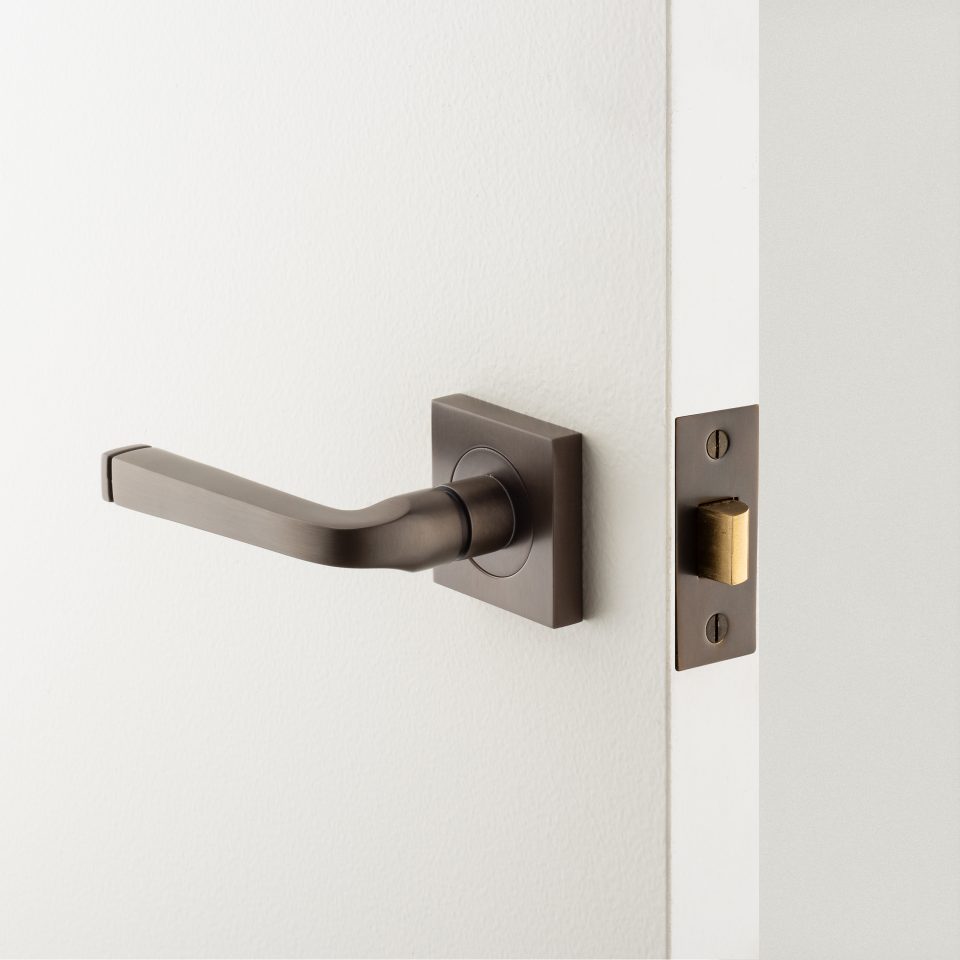 0395 - Annecy Lever - Square Rose - Brushed Chrome - Passage