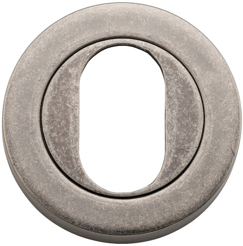 20067 - Oval Escutcheon -  Round - Distressed Nickel