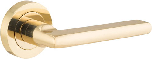 9210 - Baltimore Lever - Round Rose - Polished Brass - Passage