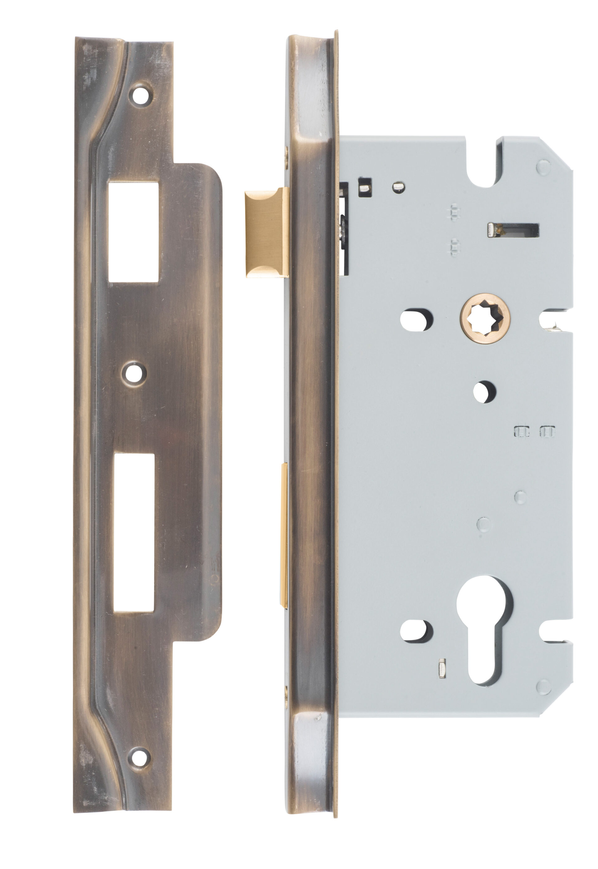 6037 - Rebated 85mm Euro Mortice Locks - 60mm Backset - Signature Brass