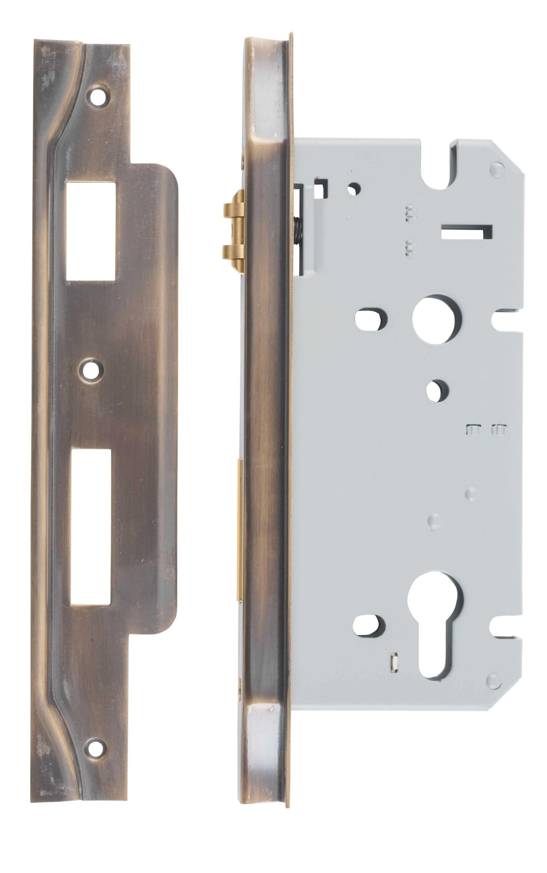 6041 - Rebated 85mm Euro Roller Mortice Locks - 60mm Backset - Signature Brass