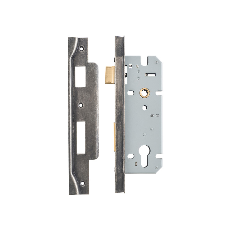 6084 - Rebated 85mm Euro Mortice Locks - 45mm Backset - Distressed Nickel