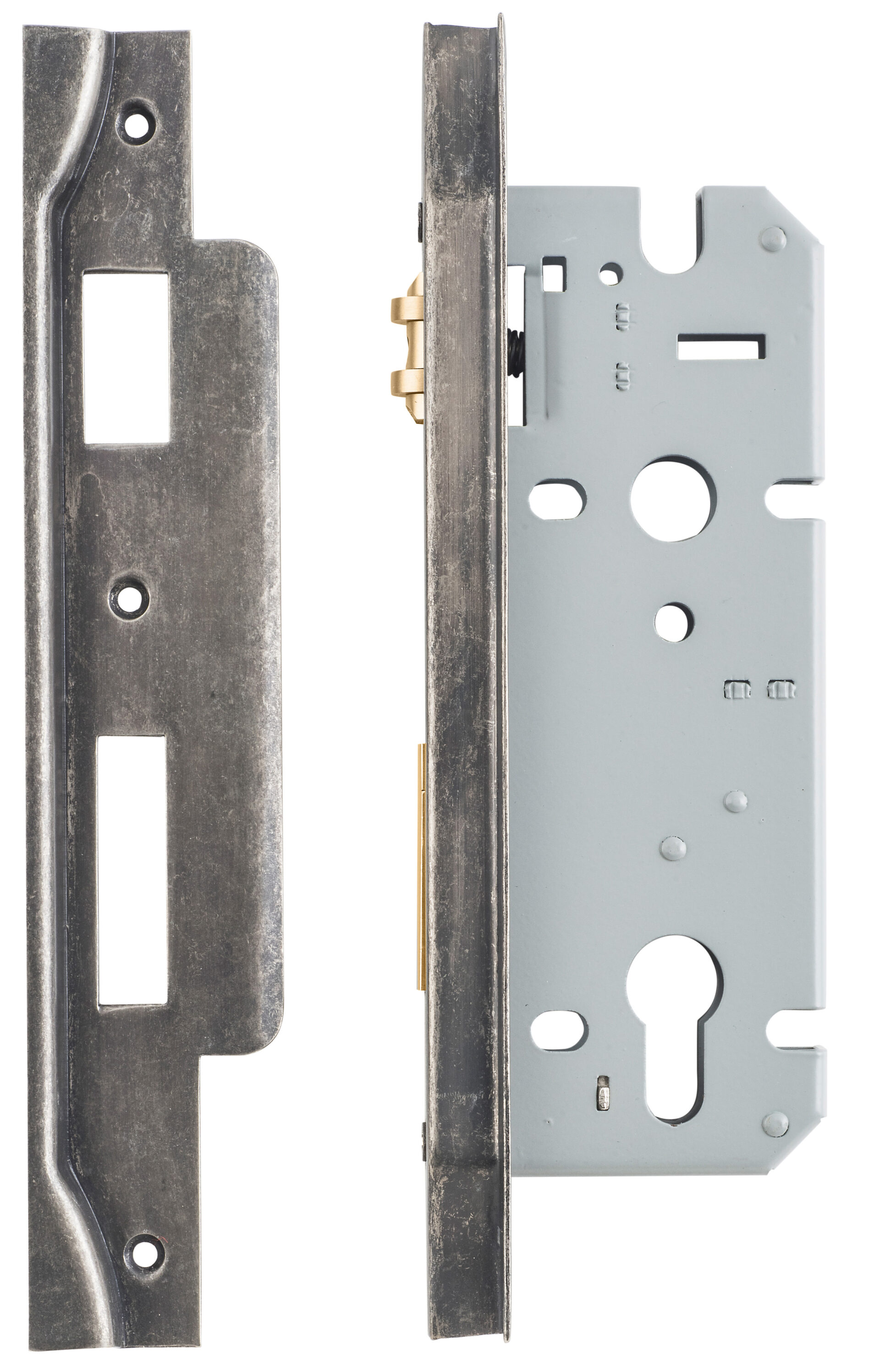 6088 - Rebated 85mm Euro Roller Mortice Locks - 45mm Backset - Distressed Nickel