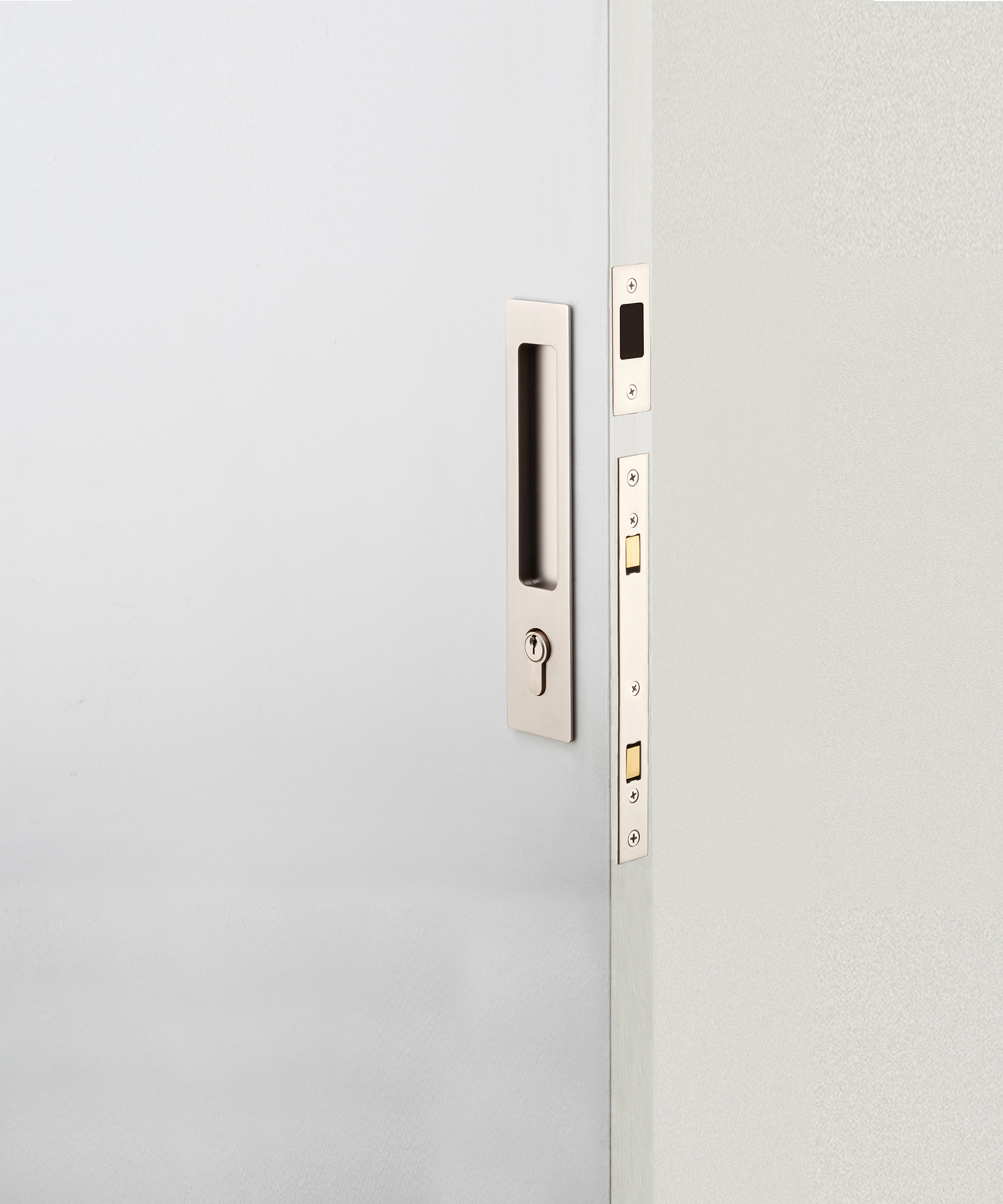 21411E - Rectangular Sliding Door Pull Entrance Kit with High Security Lock - Signature Brass - Entrance