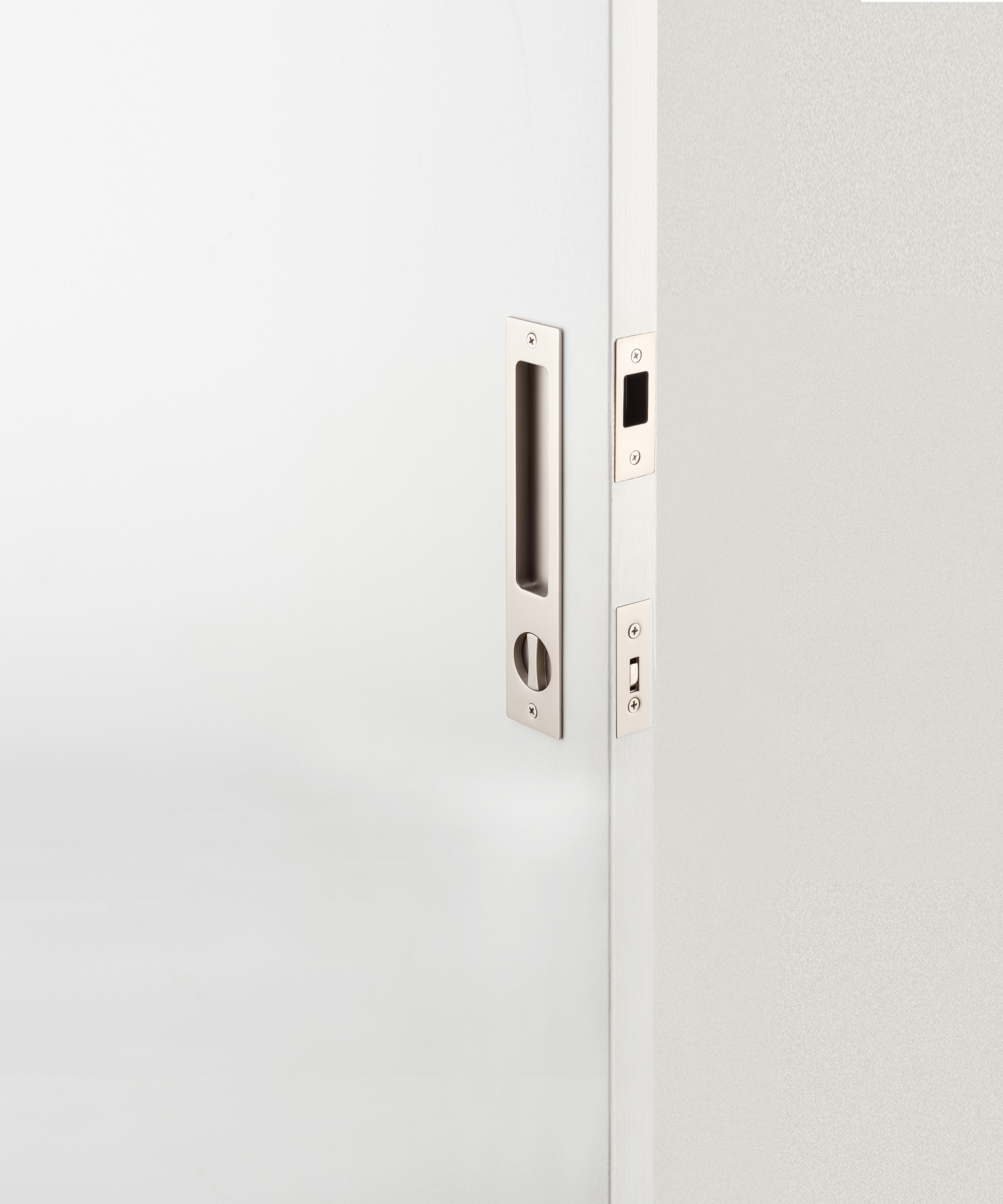 21415P - Rectangular Sliding Door Pull Privacy Kit with Privacy Turn - Brushed Chrome - Privacy
