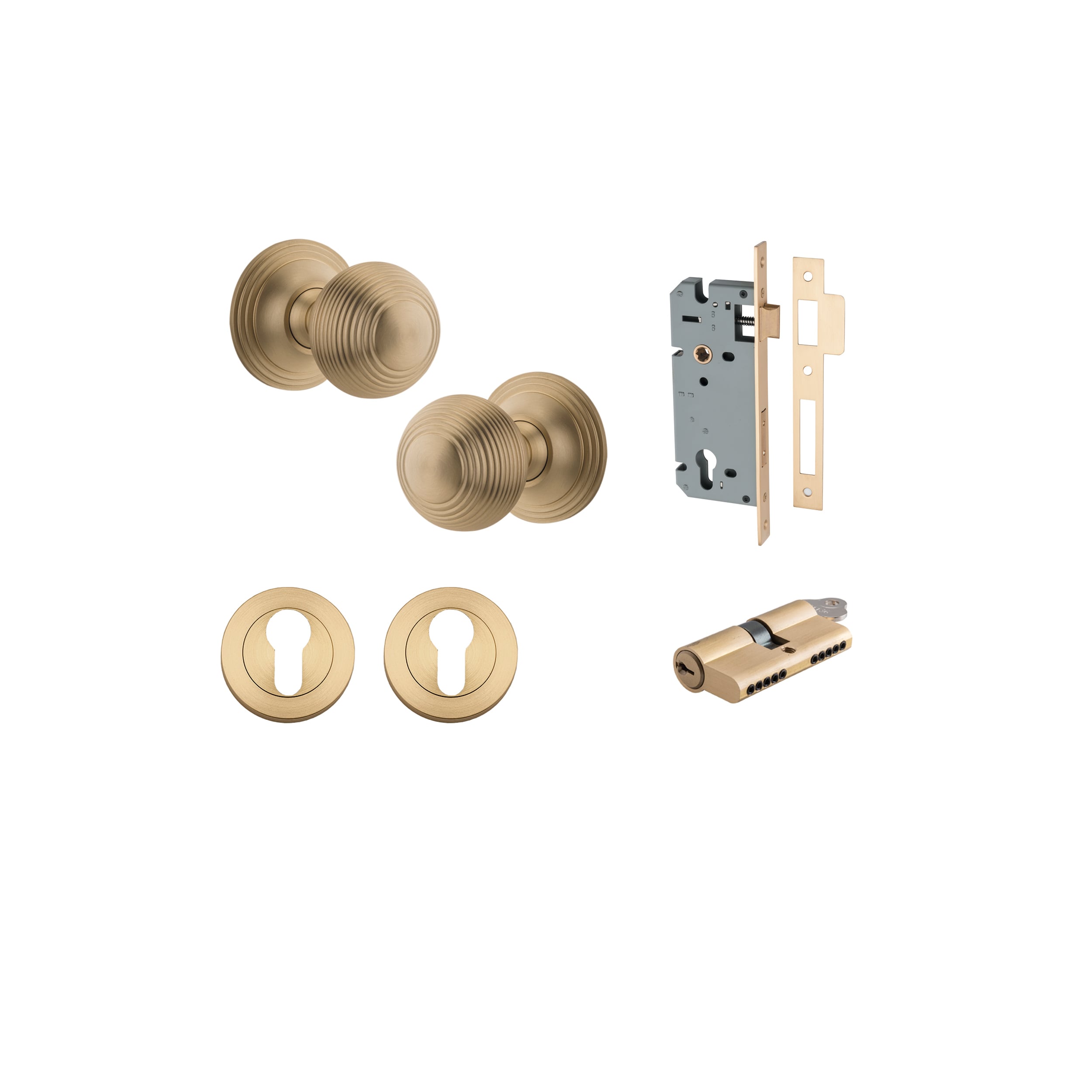 Guildford Knob Round Rose Entrance Kit with Separate High Security