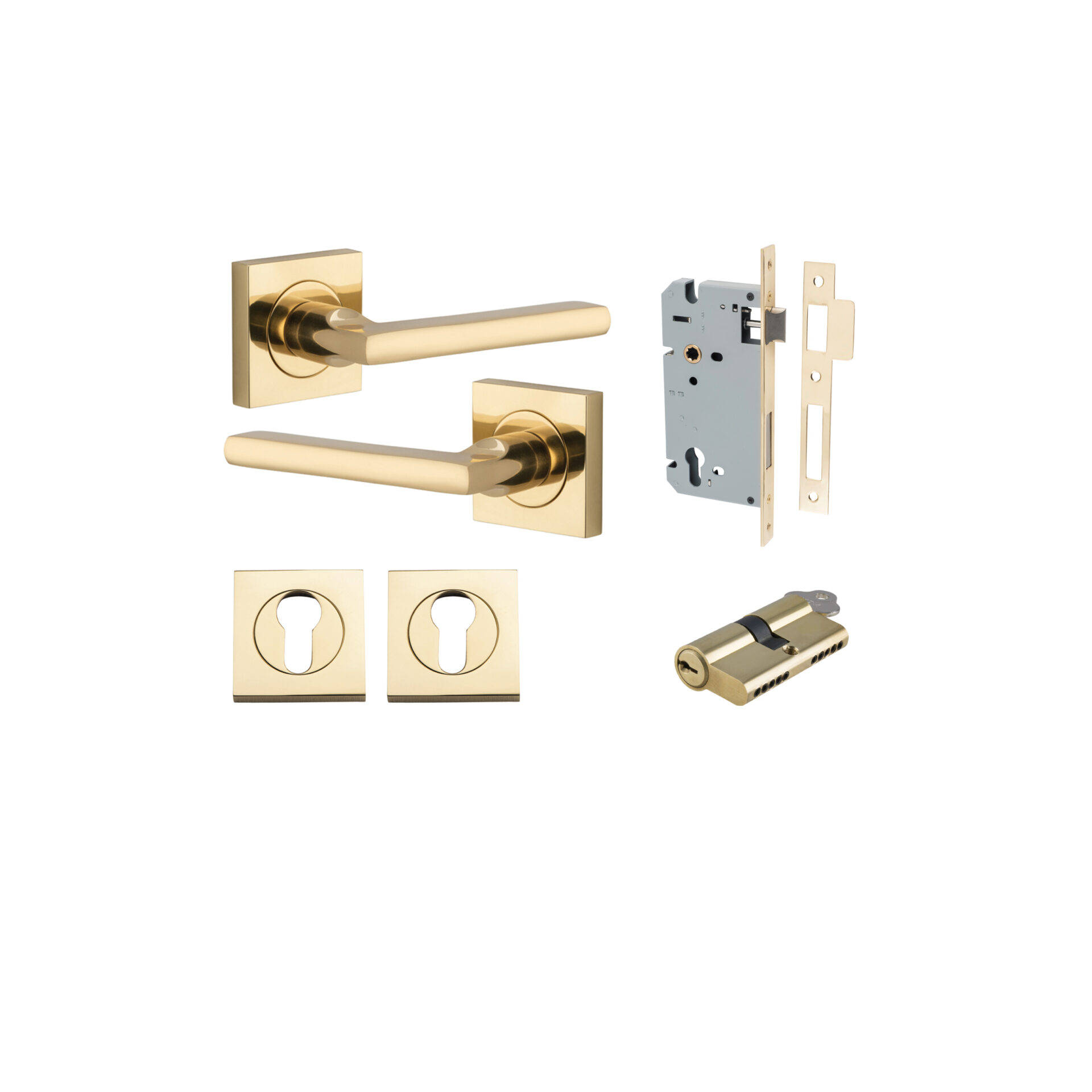 Baltimore Lever - Square Rose Entrance Kit with Separate High Security Lock
