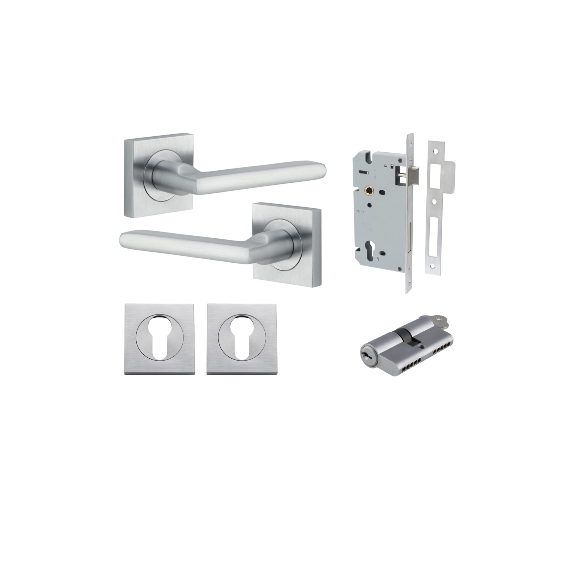 Baltimore Lever - Square Rose Entrance Kit with Separate High Security Lock
