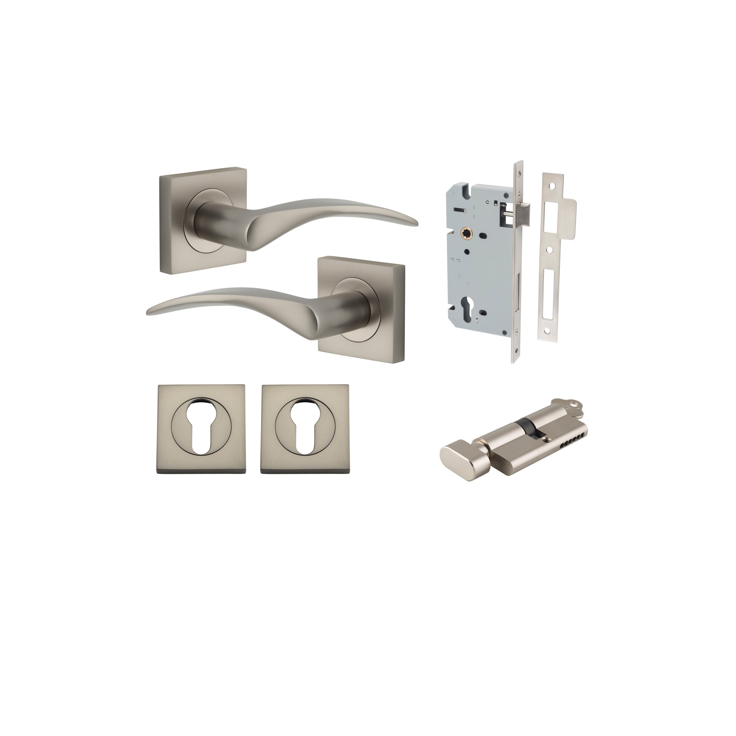 Oxford Lever Square Rose Entrance Kit With Separate High Security 