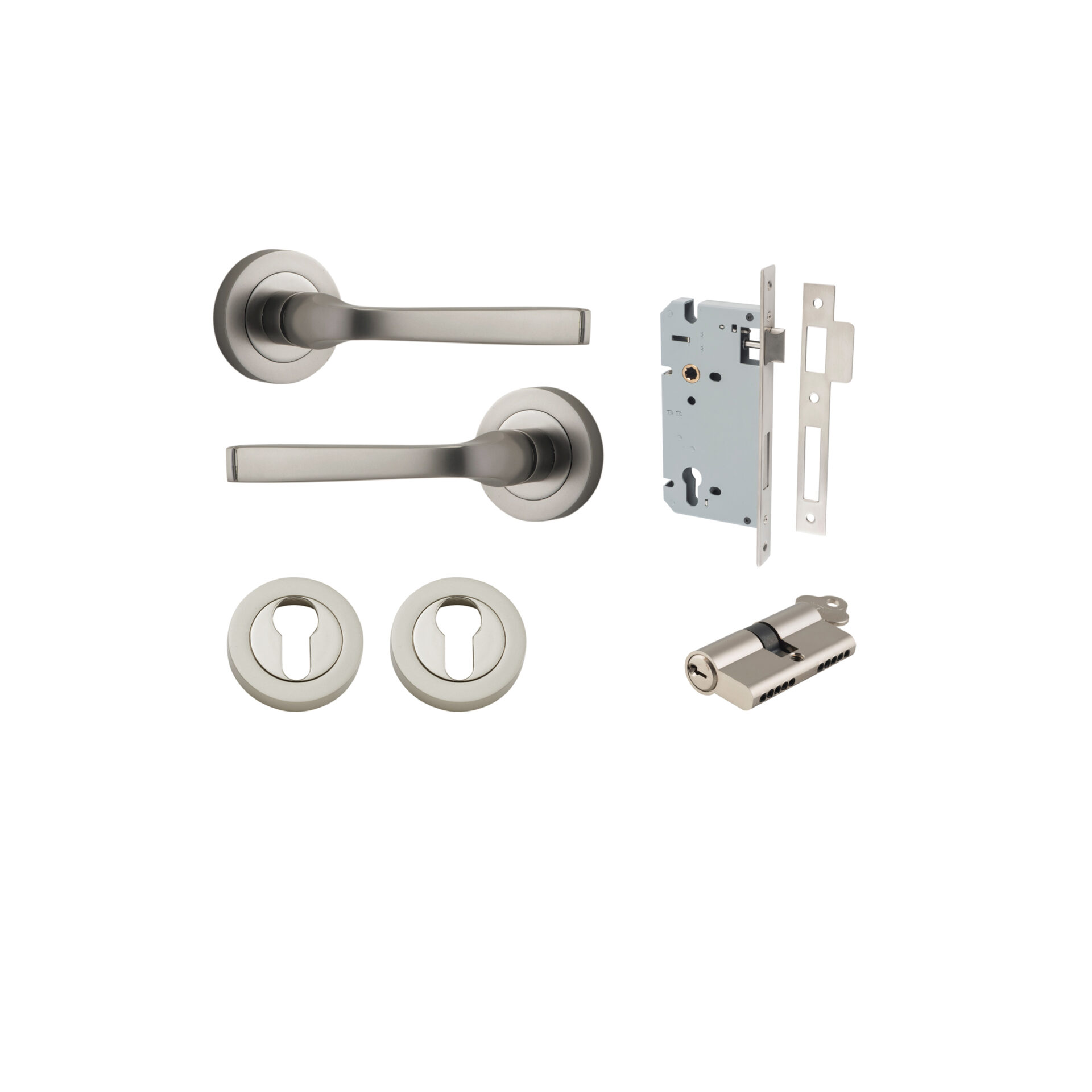 Annecy Lever - Round Rose Entrance Kit with Separate High Security Lock