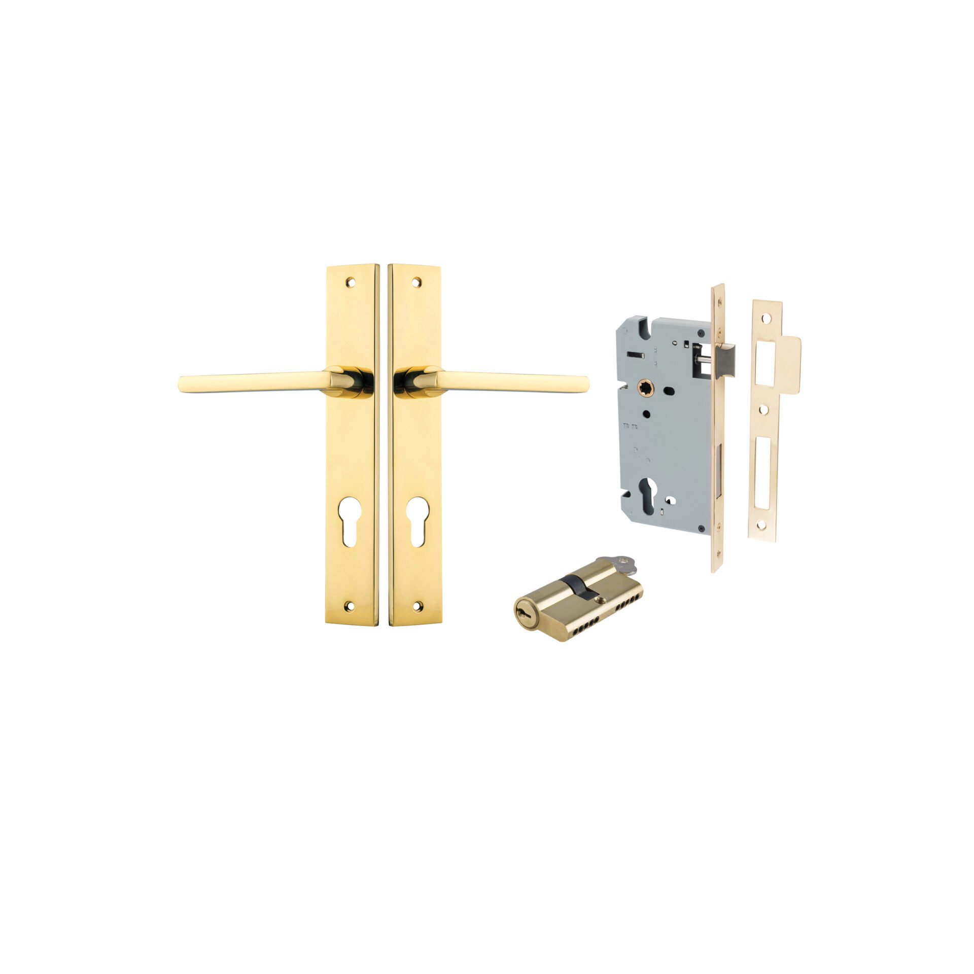 Baltimore Lever - Rectangular Backplate Entrance Kit with High Security Lock