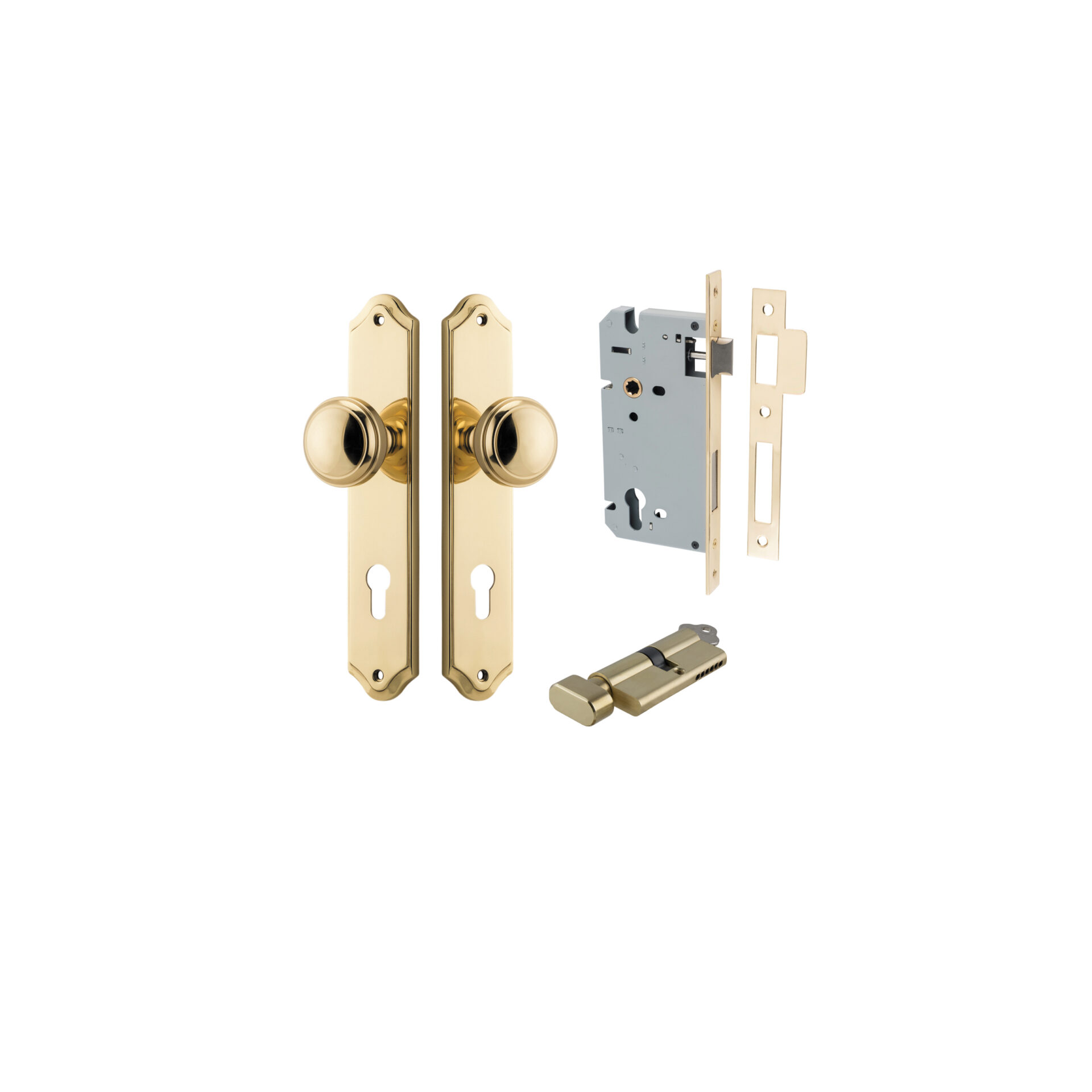 Paddington Knob - Shouldered Backplate Entrance Kit with High Security Lock