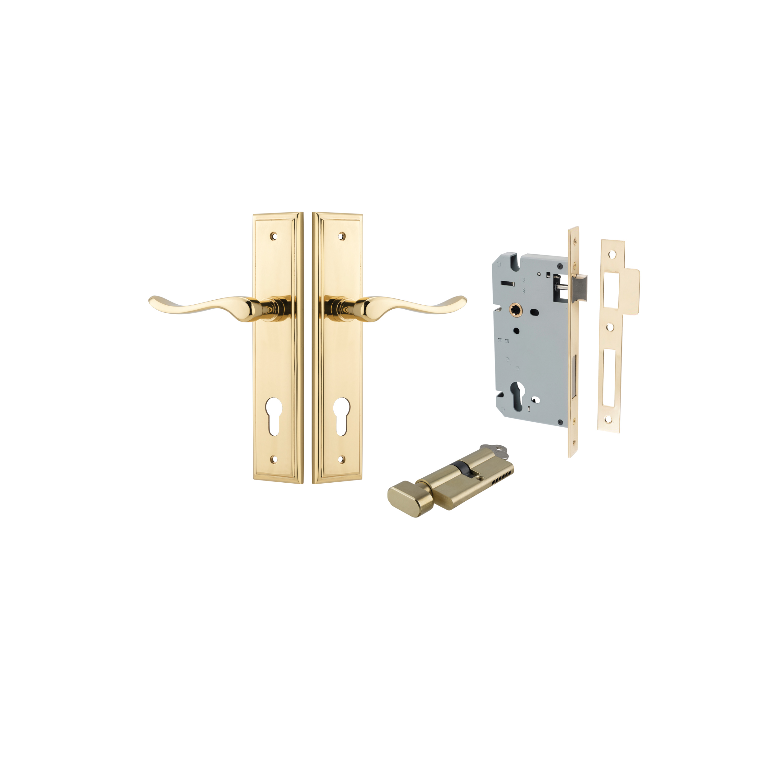 Keyed Stepped Inerlock Stirling Lever - Stepped Backplate Entrance Kit with High Security Lock ...