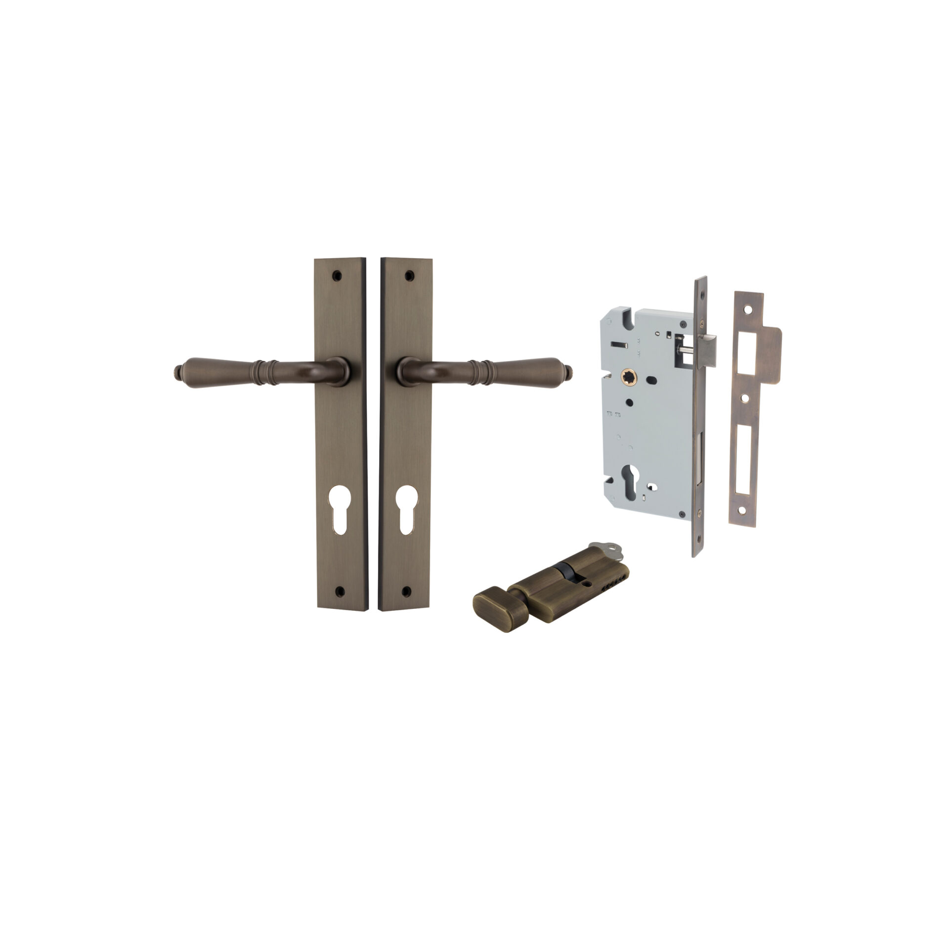 Sarlat Lever - Rectangular Backplate Entrance Kit with High Security Lock
