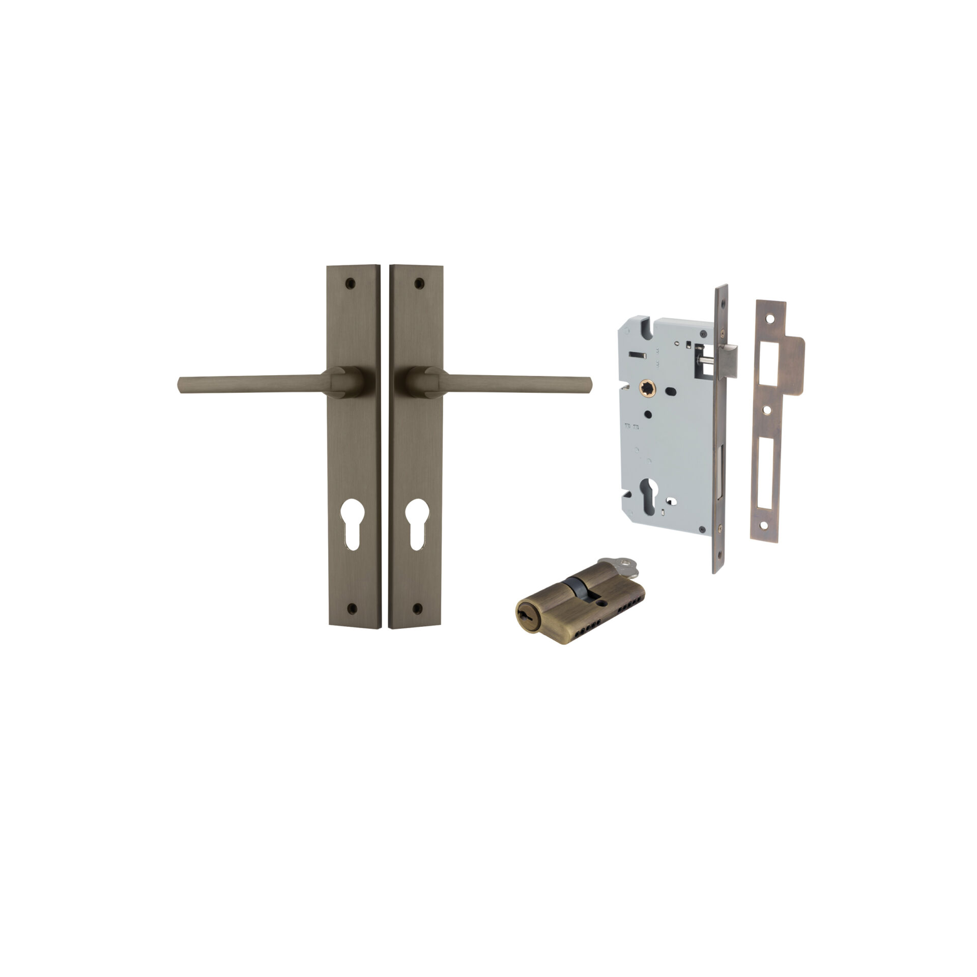 Baltimore Lever - Rectangular Backplate Entrance Kit with High Security Lock