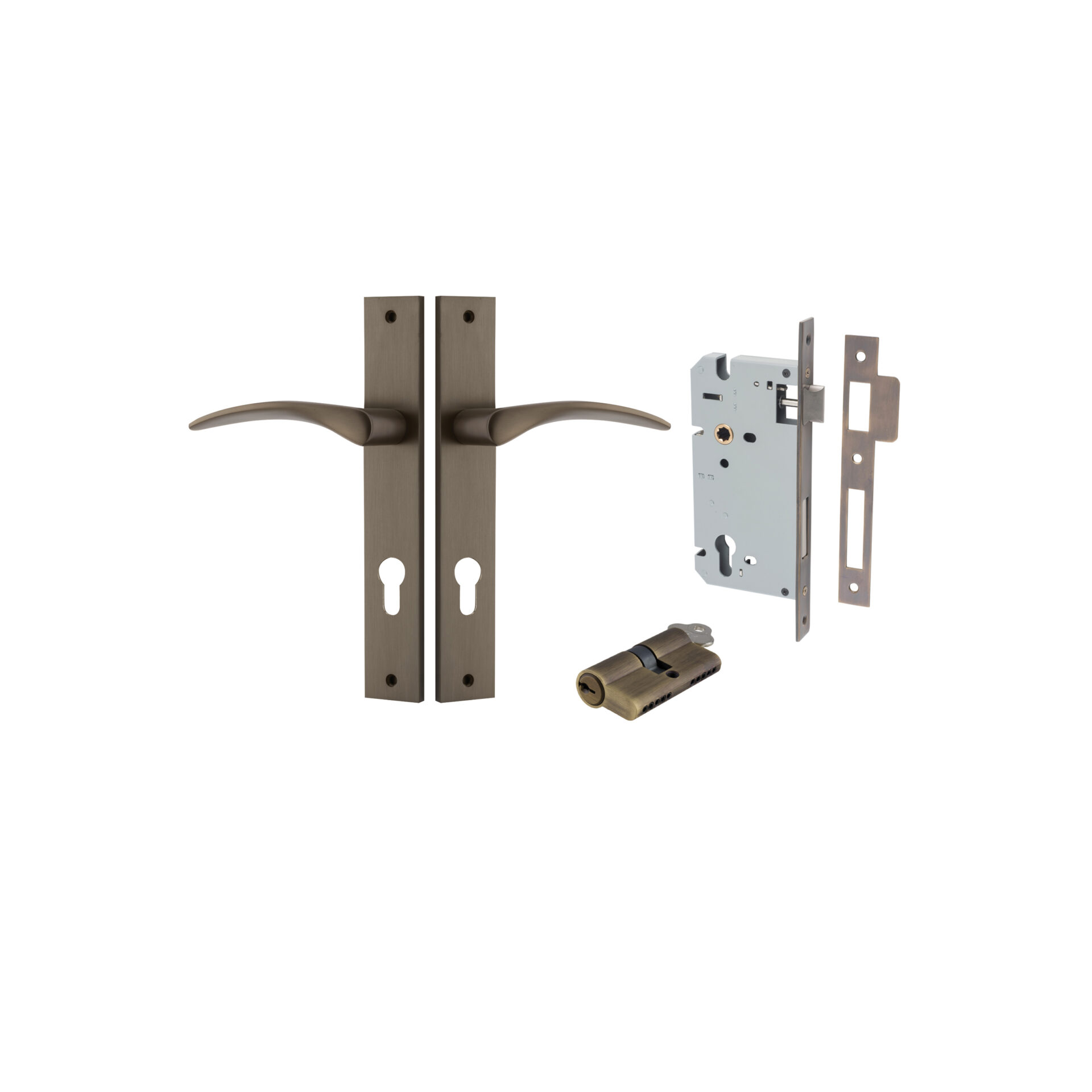 Oxford Lever - Rectangular Backplate Entrance Kit with High Security Lock