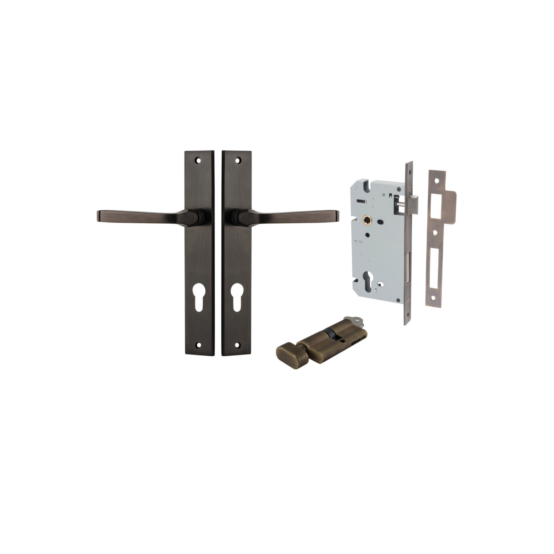 Annecy Lever - Rectangular Backplate Entrance Kit with High Security Lock