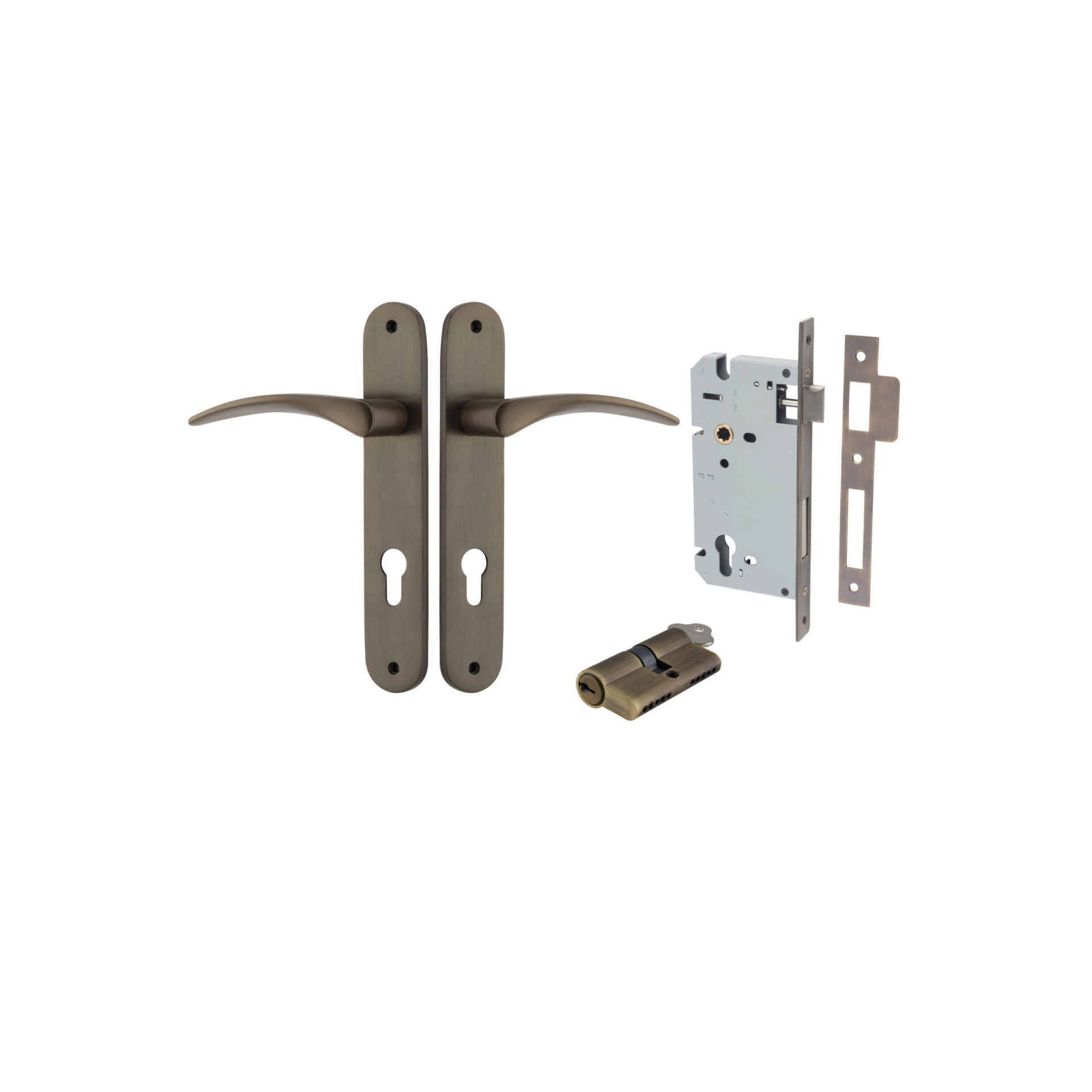 Oxford Lever - Oval Backplate Entrance Kit with High Security Lock