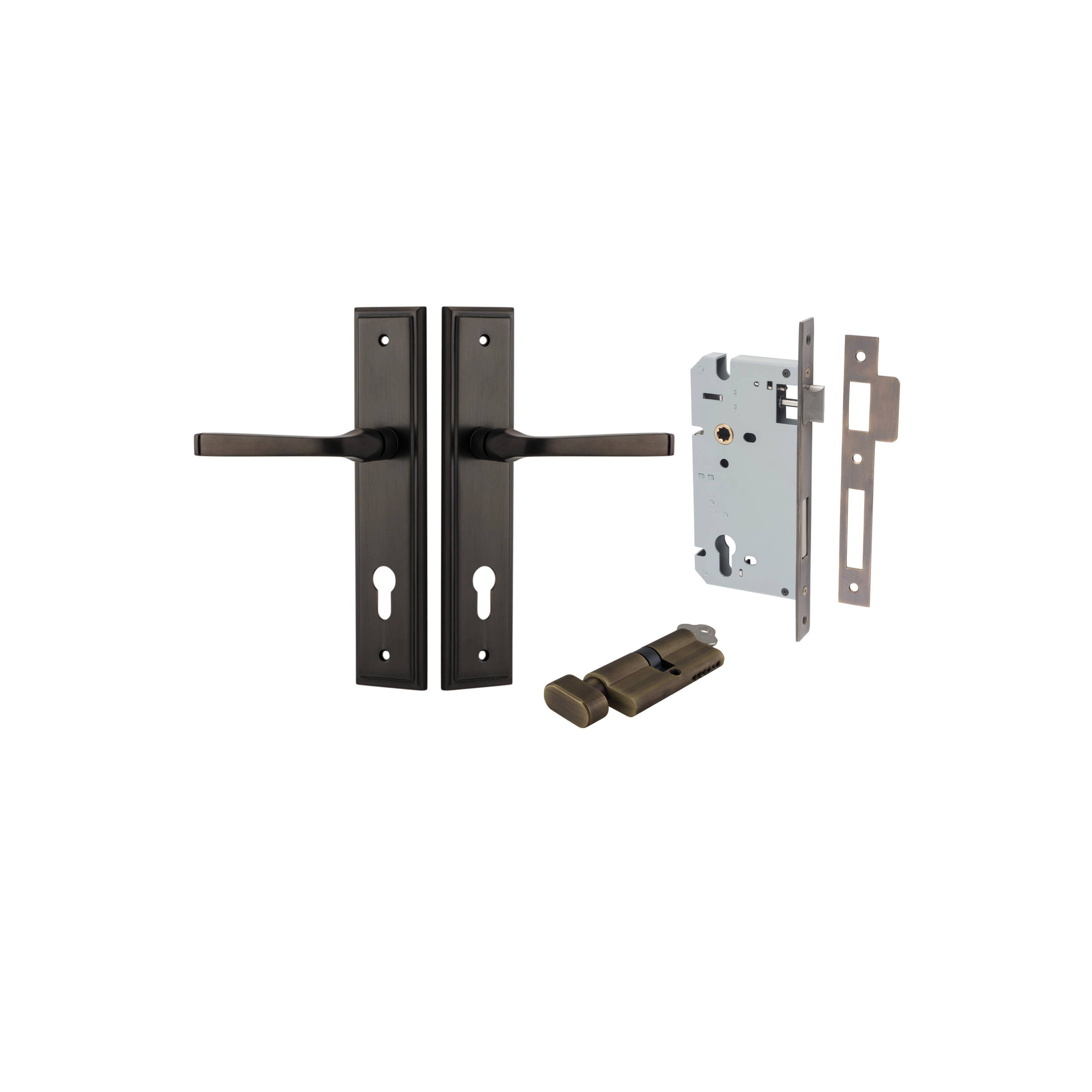 Keyed Stepped Inerlock Annecy Lever - Stepped Backplate Entrance Kit with High Security Lock ...