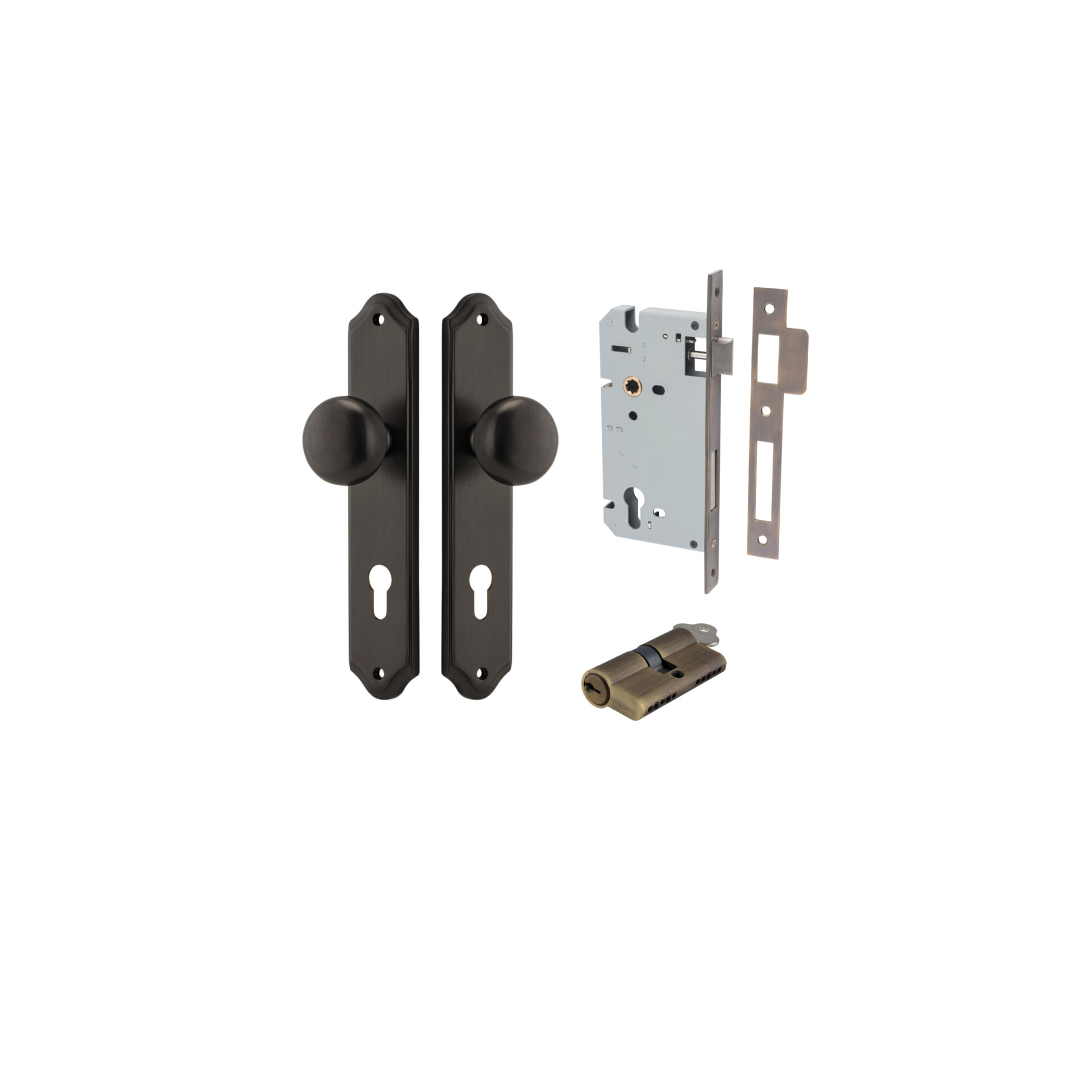 Cambridge Knob - Shouldered Backplate Entrance Kit with High Security Lock