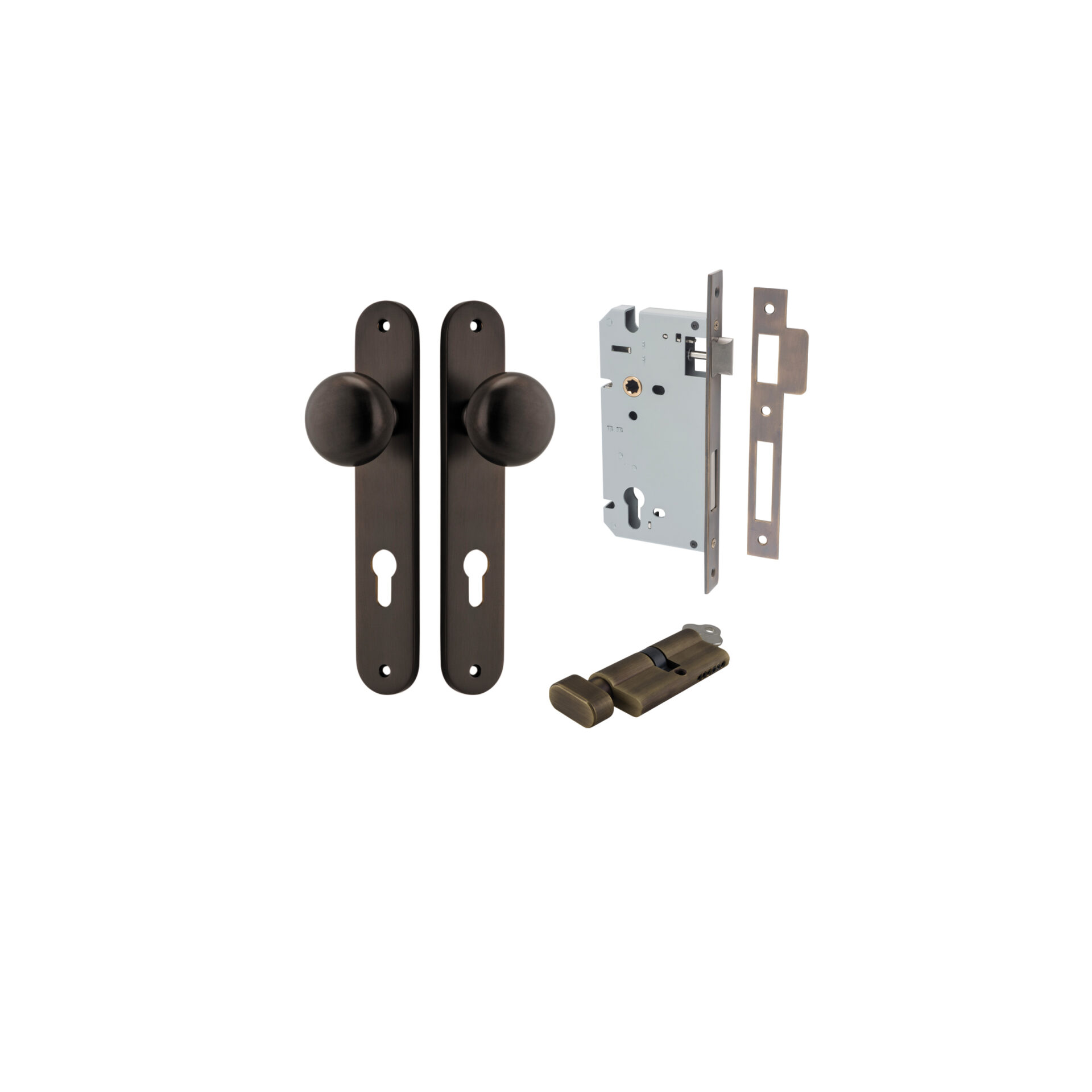 Cambridge Knob - Oval Backplate Entrance Kit with High Security Lock