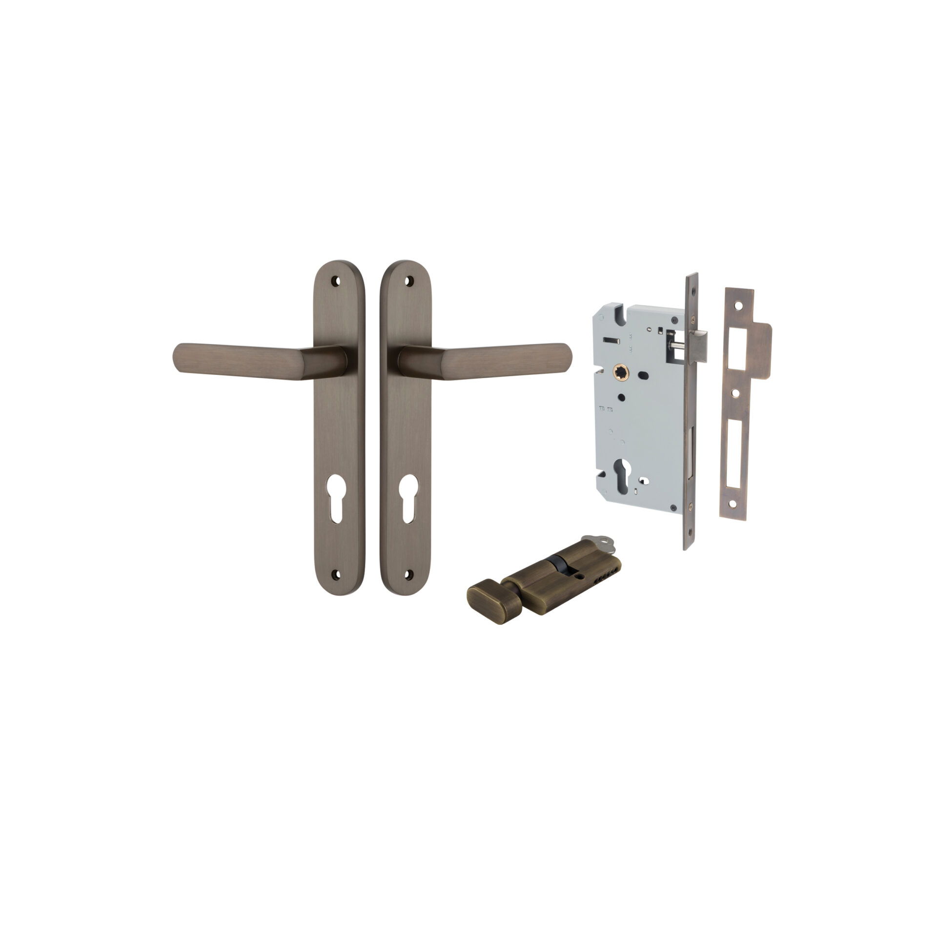 Osaka Lever - Oval Backplate Entrance Kit with High Security Lock