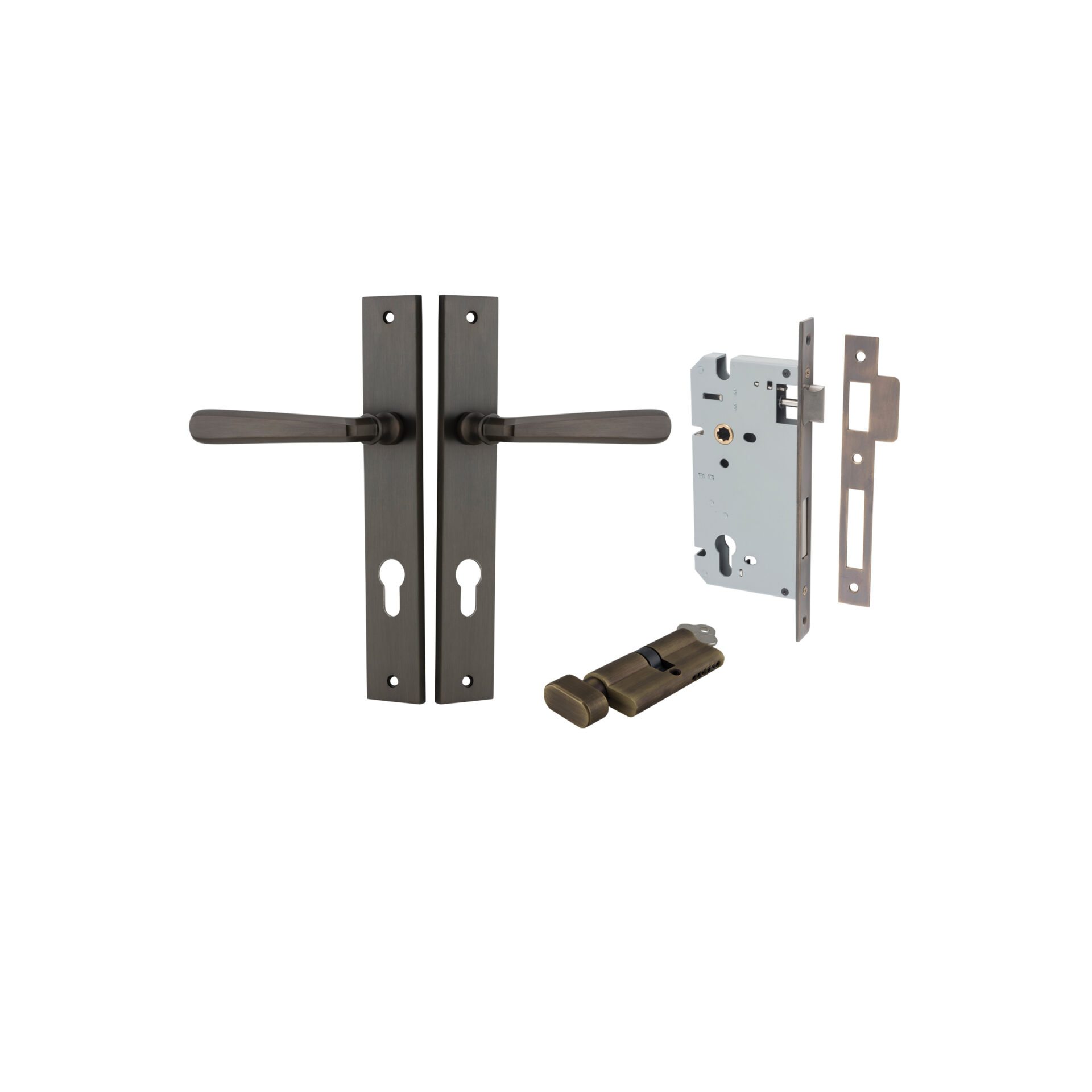 Copenhagen Lever - Rectangular Backplate Entrance Kit with High Security Lock
