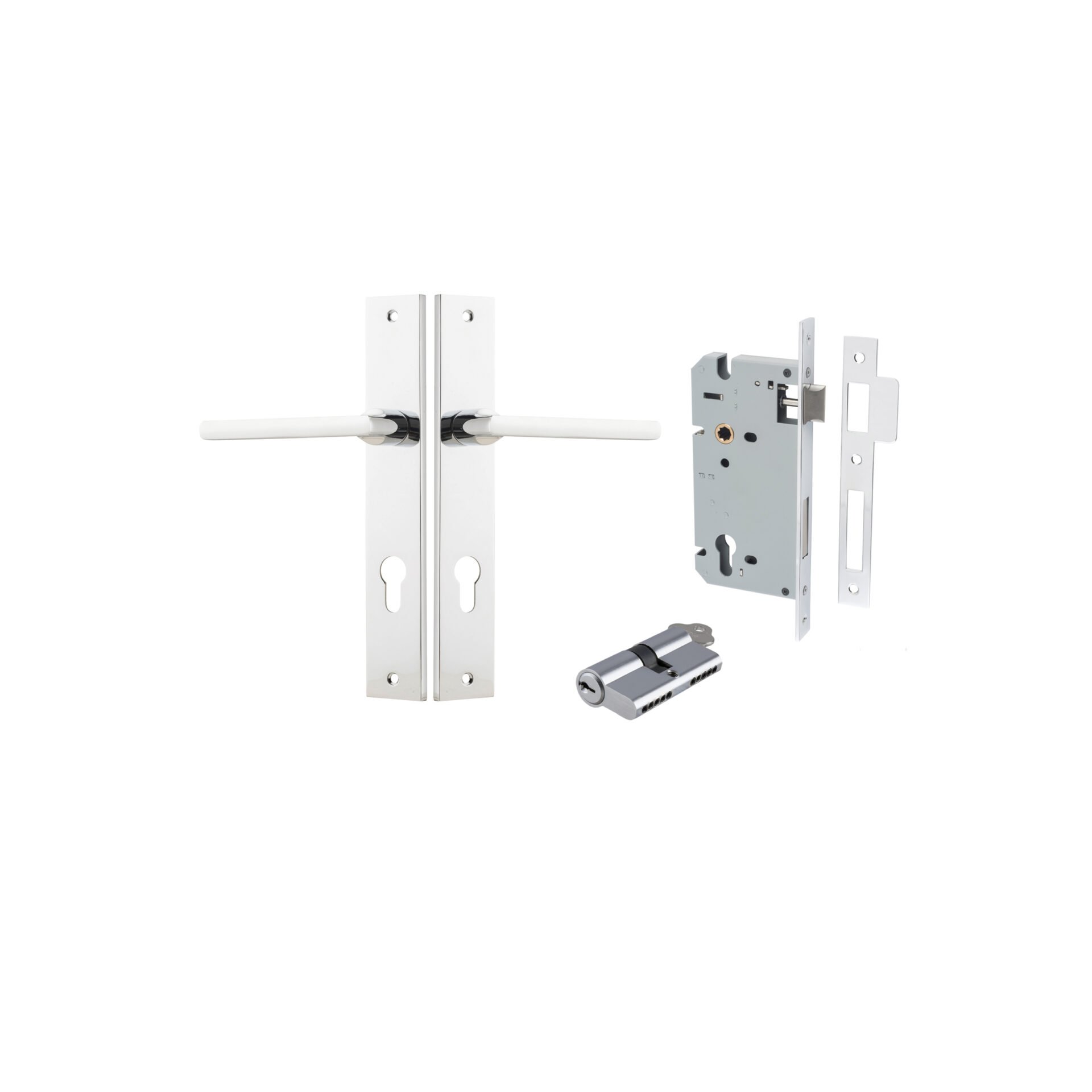 Baltimore Lever - Rectangular Backplate Entrance Kit with High Security Lock