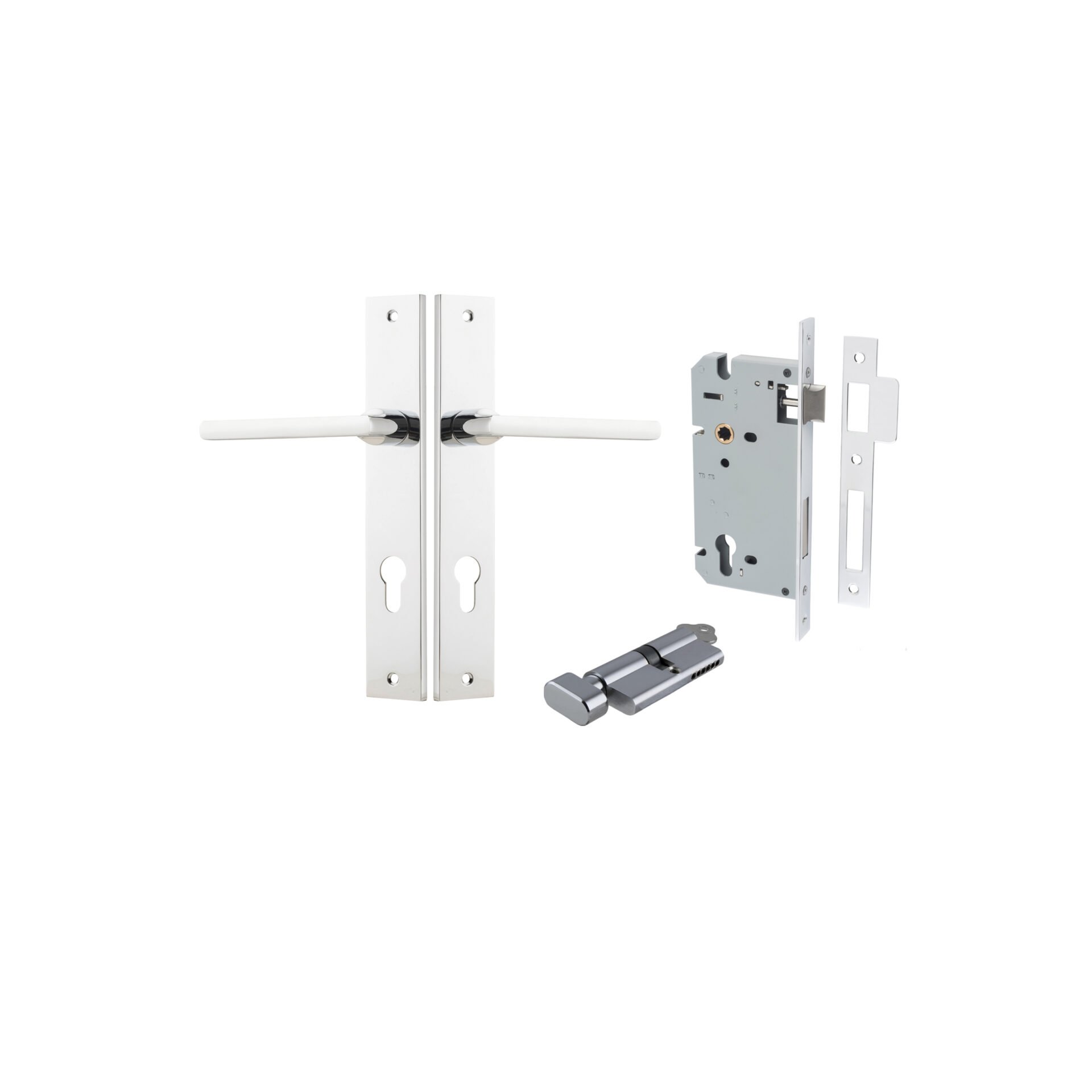 Baltimore Lever - Rectangular Backplate Entrance Kit with High Security Lock