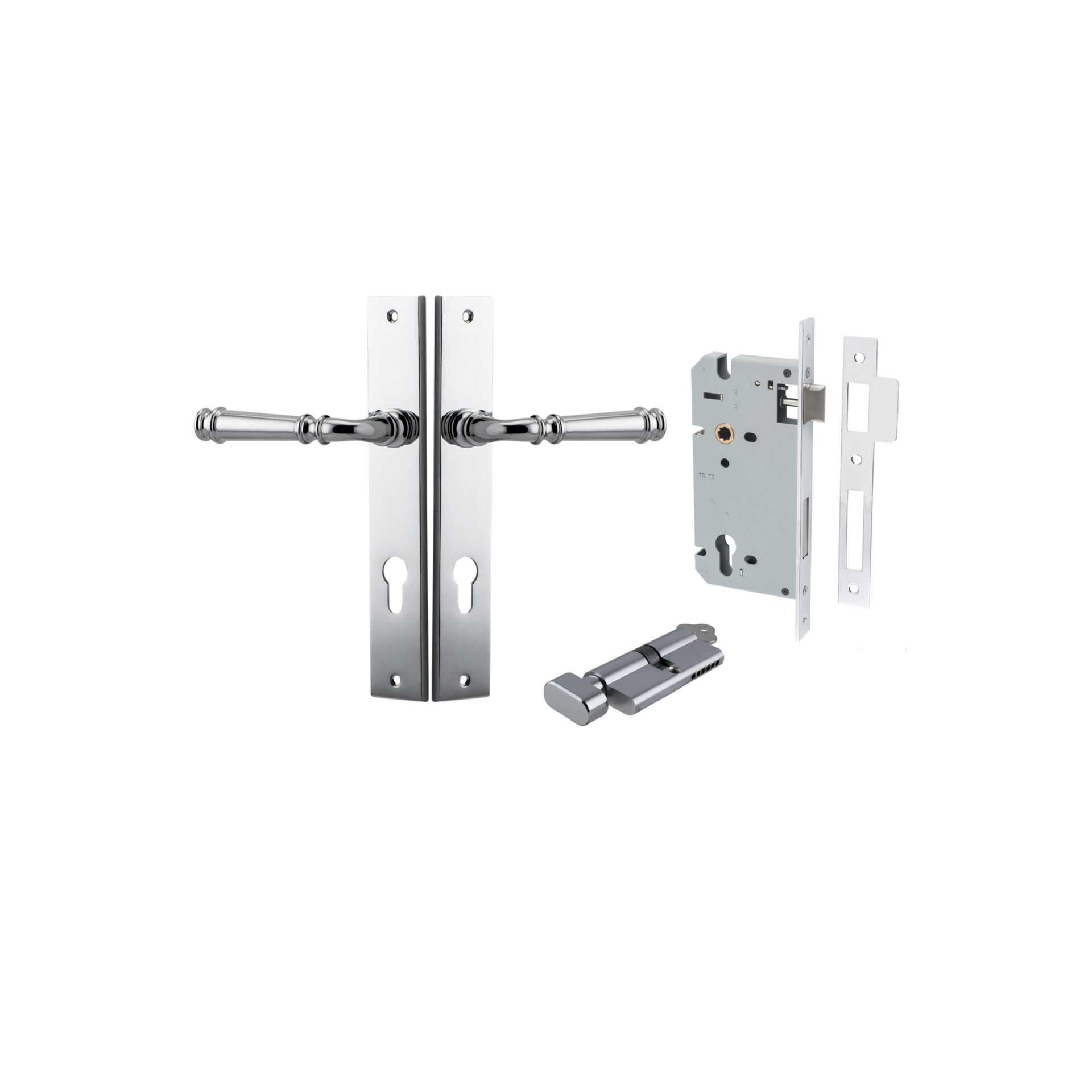 Verona Lever - Rectangular Backplate Entrance Kit with High Security Lock