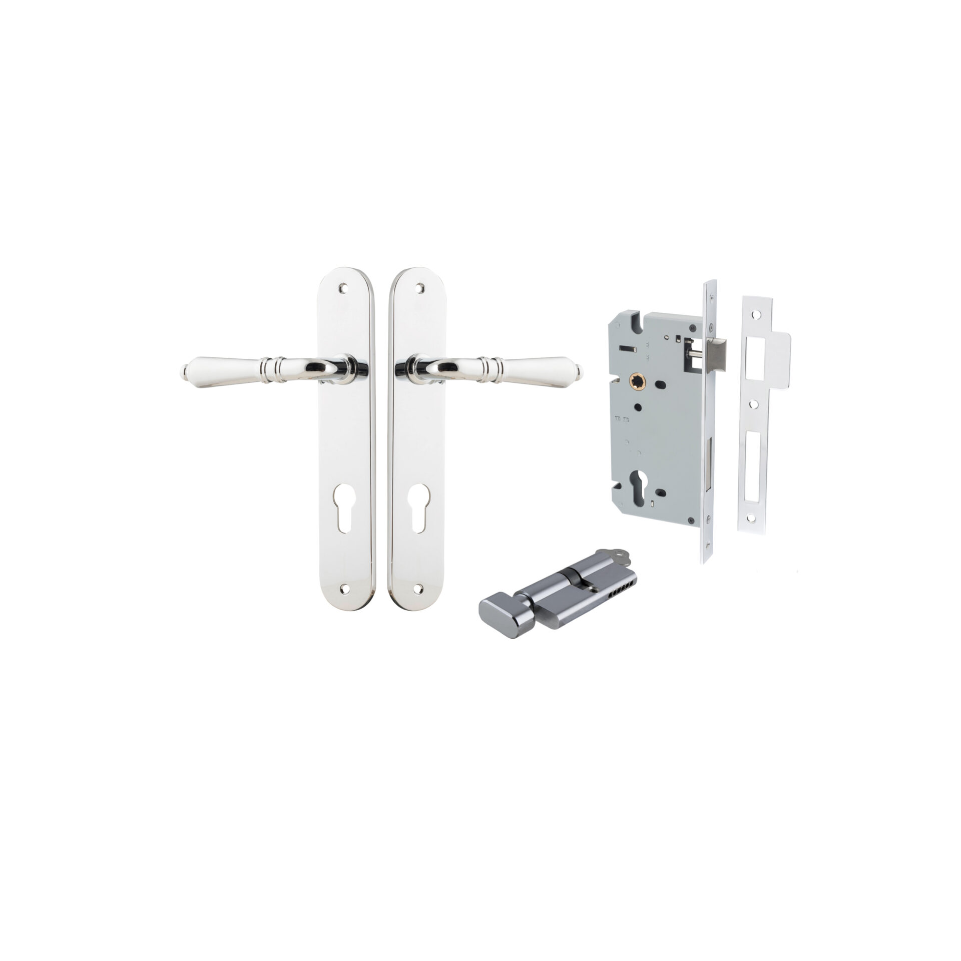 Sarlat Lever - Oval Backplate Entrance Kit with High Security Lock