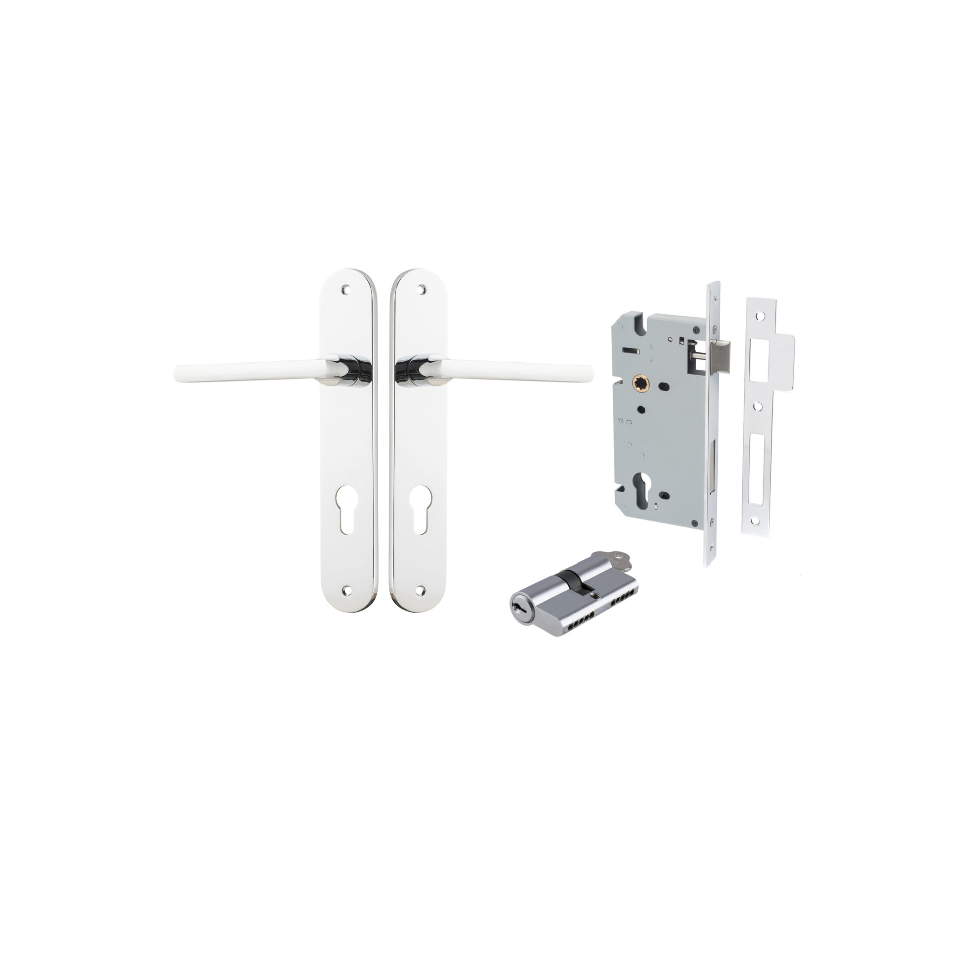 Baltimore Lever - Oval Backplate Entrance Kit with High Security Lock