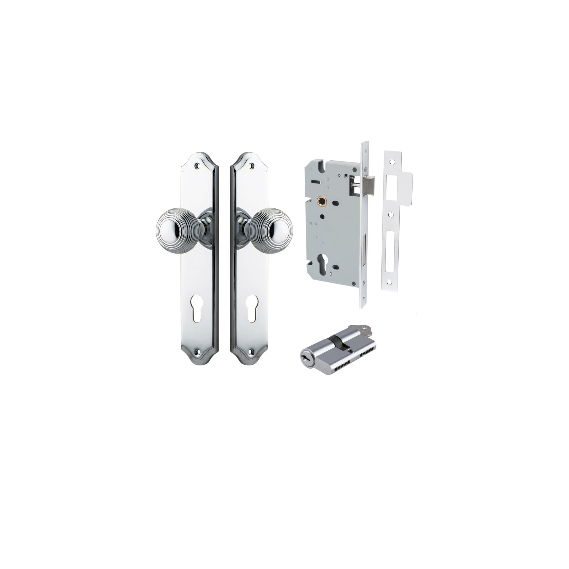 Guildford Knob - Shouldered Backplate Entrance Kit with High Security Lock