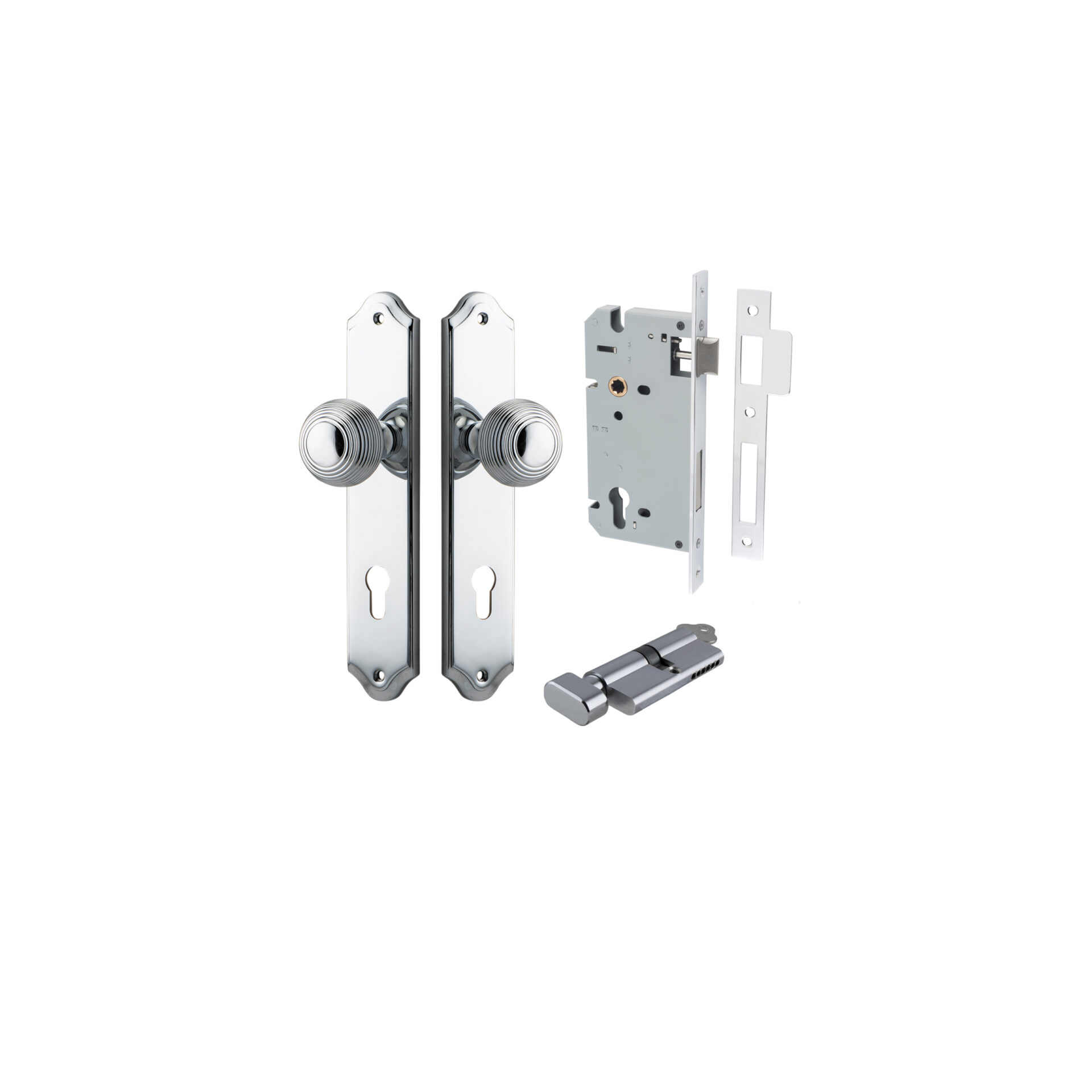 Guildford Knob - Shouldered Backplate Entrance Kit with High Security Lock