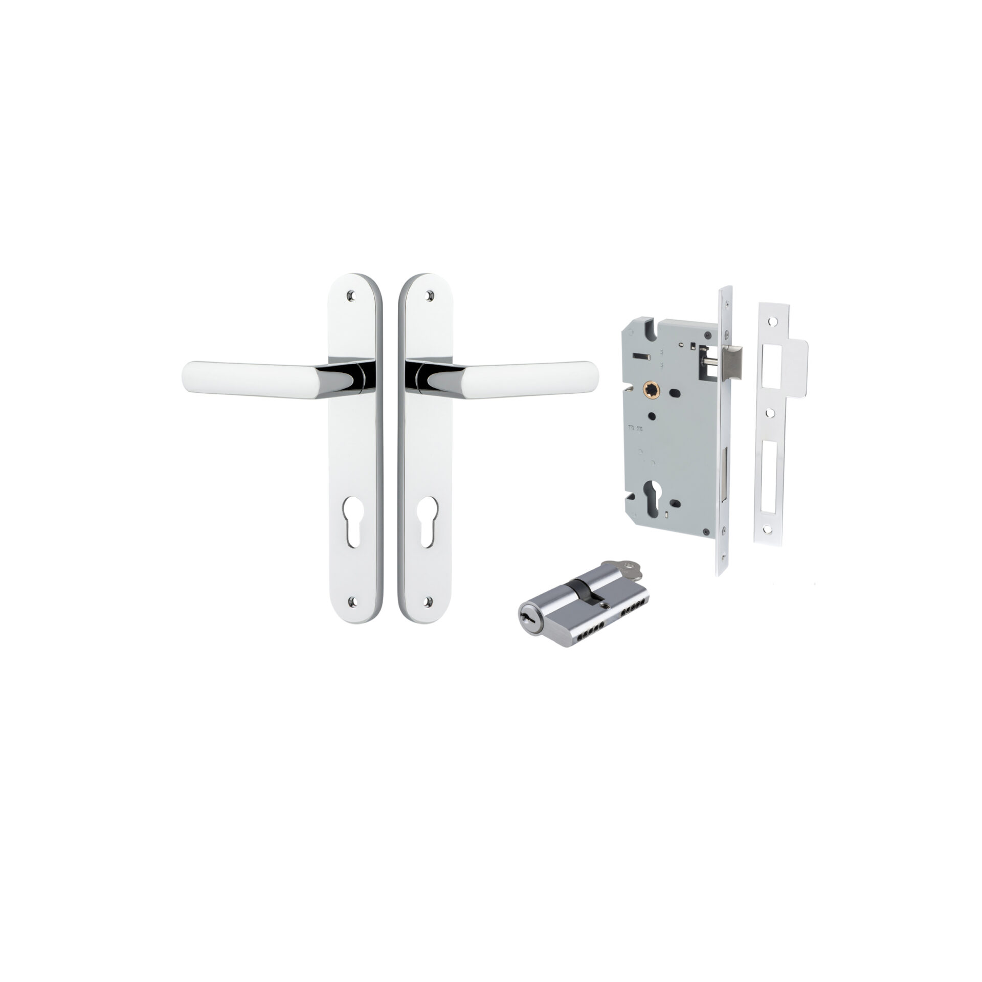 Osaka Lever - Oval Backplate Entrance Kit with High Security Lock