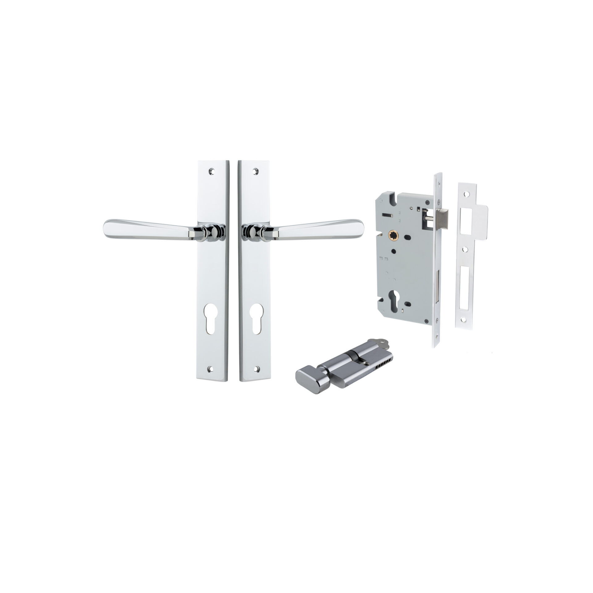 Copenhagen Lever - Rectangular Backplate Entrance Kit with High Security Lock