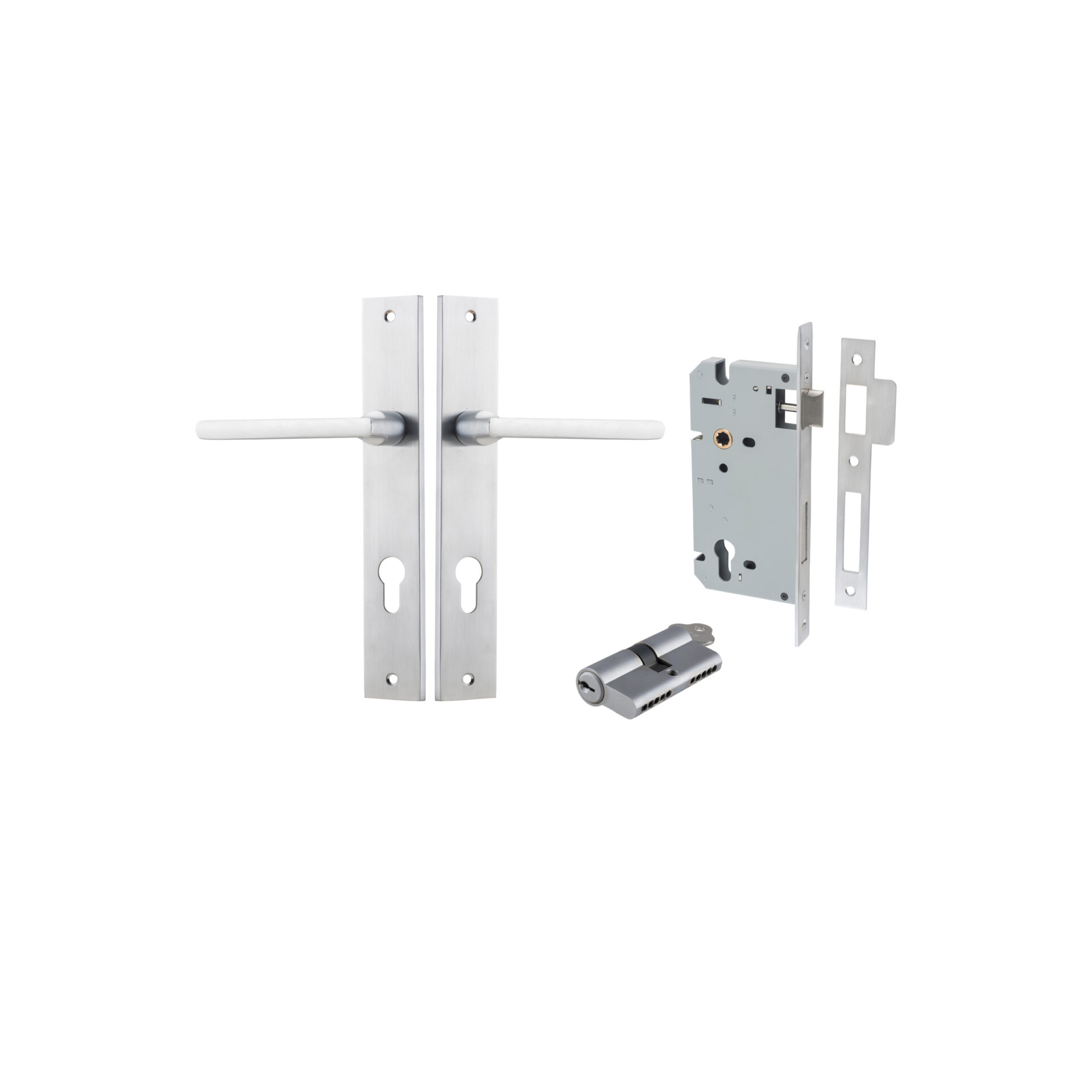 Baltimore Lever - Rectangular Backplate Entrance Kit with High Security Lock