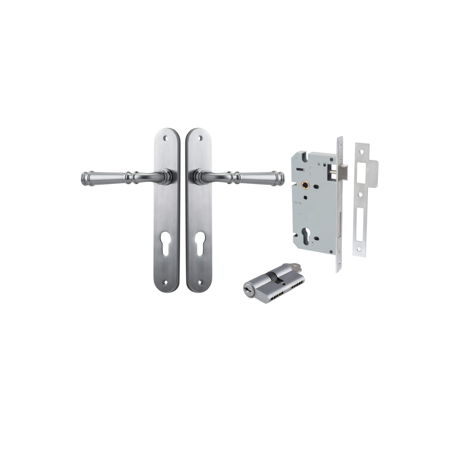 Verona Lever - Oval Backplate Entrance Kit with High Security Lock