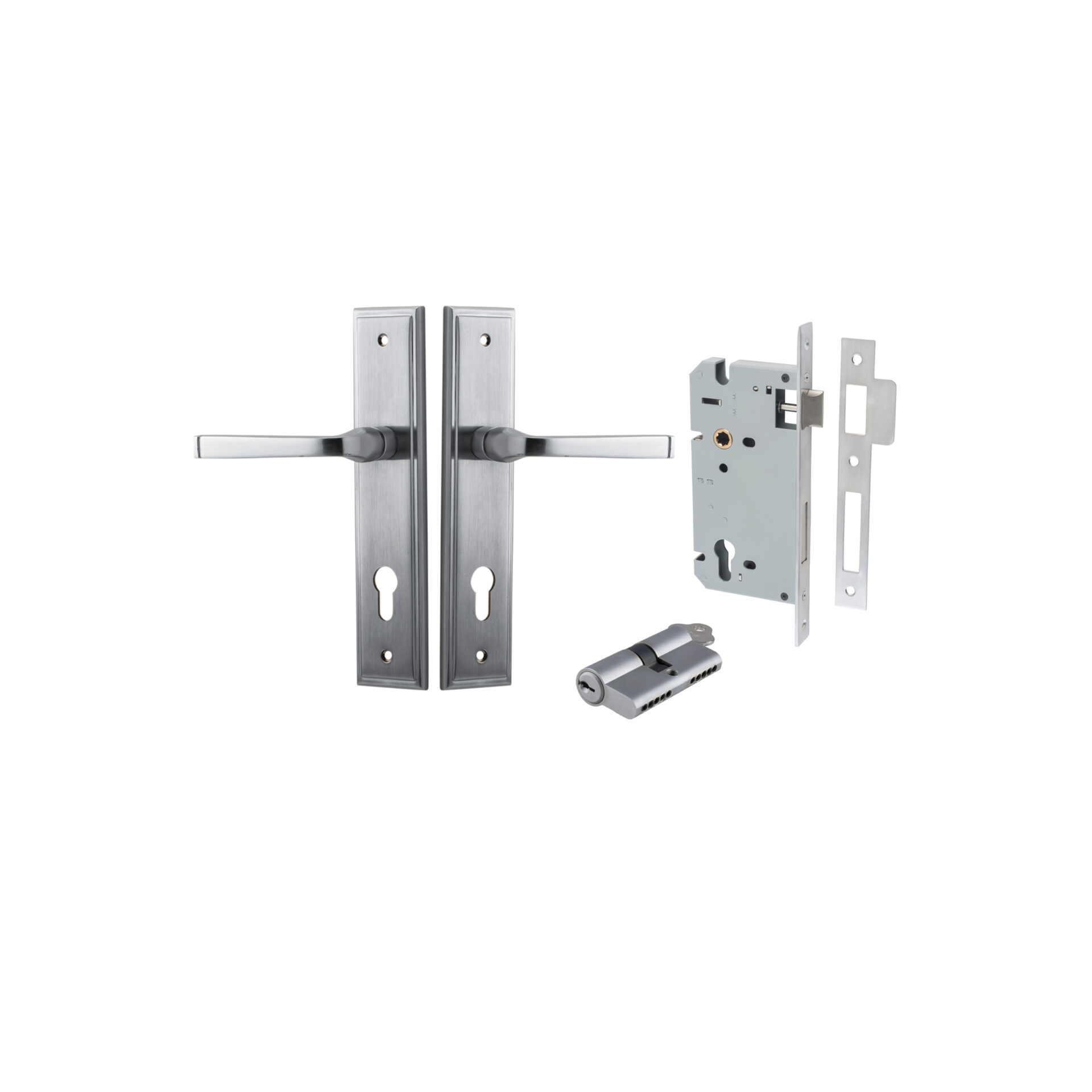 Annecy Lever - Stepped Backplate Entrance Kit with High Security Lock