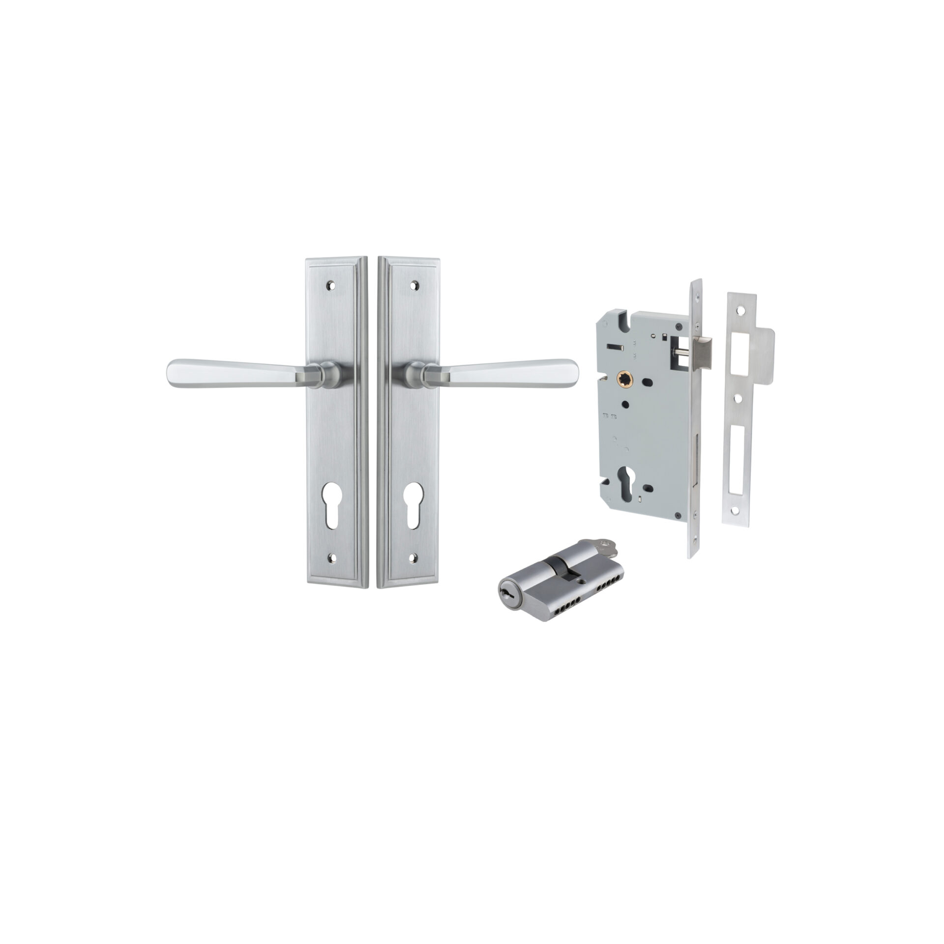 Copenhagen Lever - Stepped Backplate Entrance Kit with High Security Lock