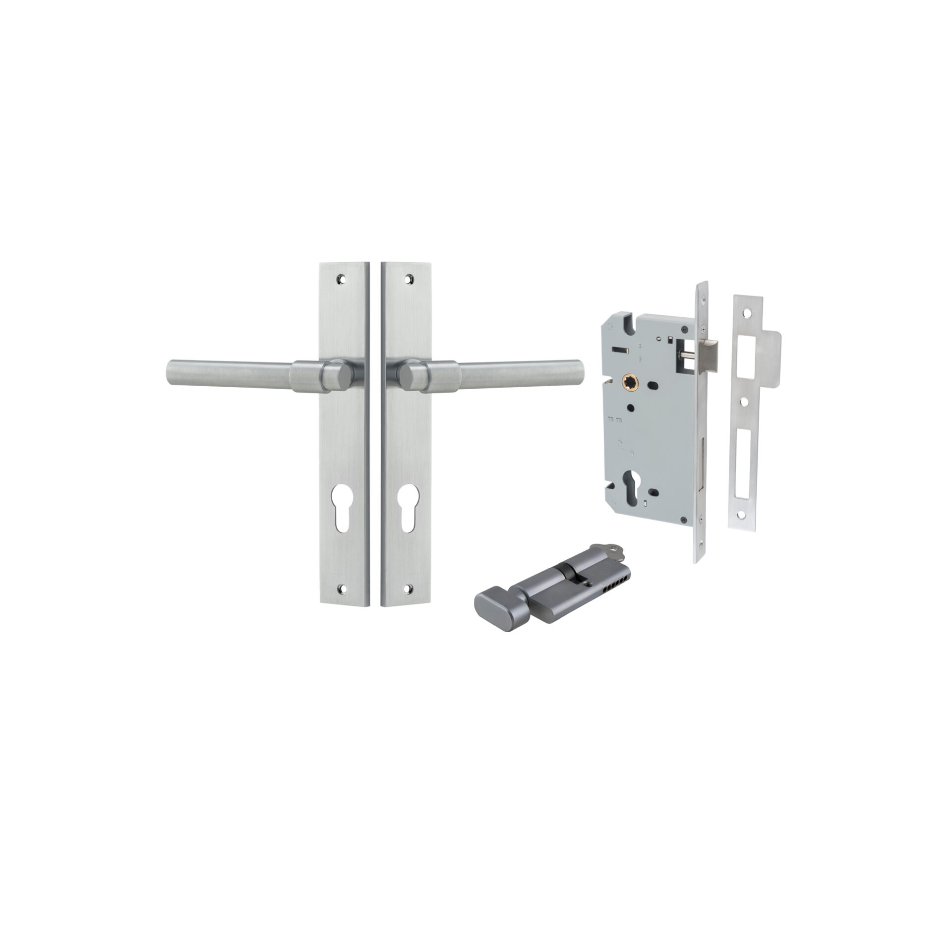 Helsinki Lever - Rectangular Backplate Entrance Kit with High Security Lock