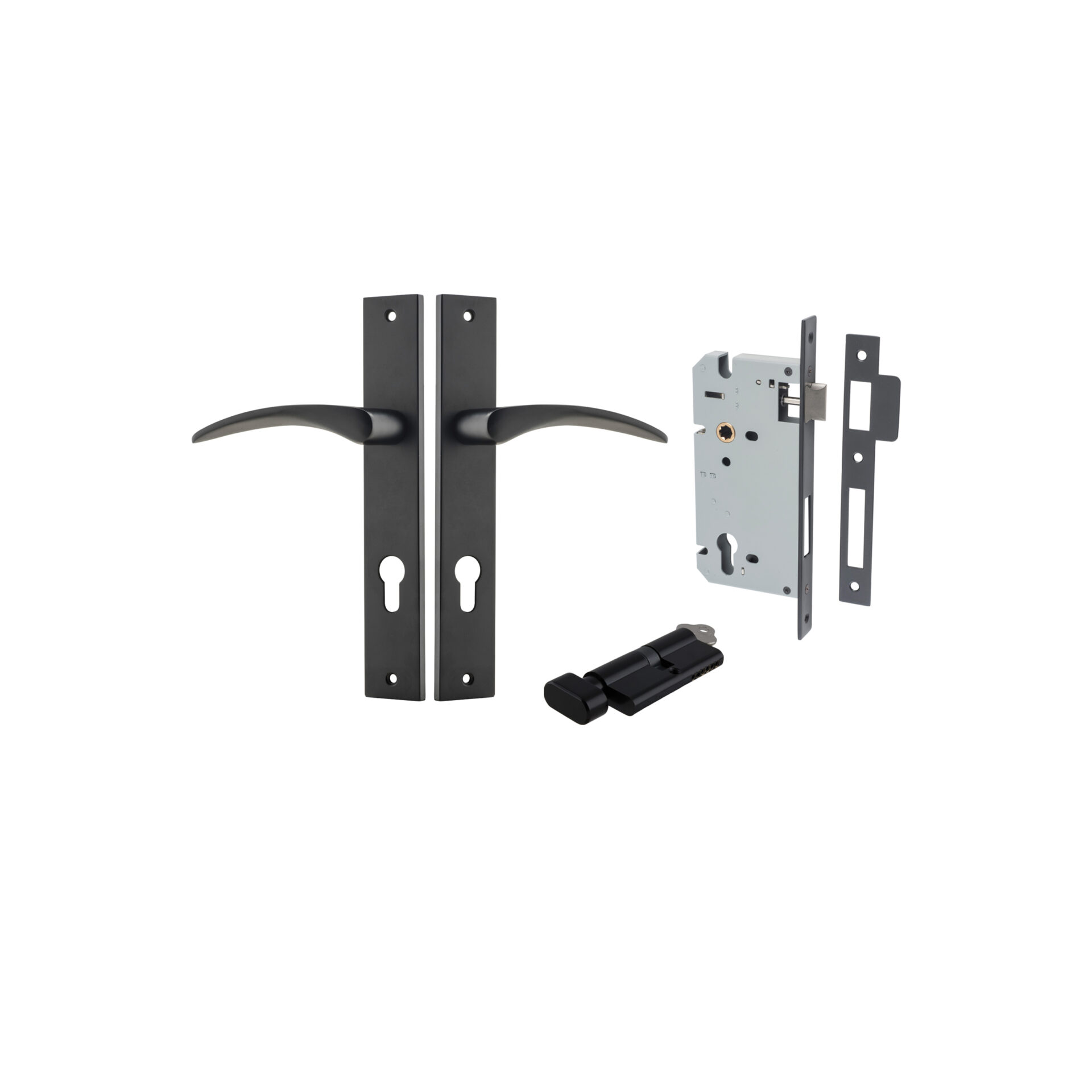 Oxford Lever - Rectangular Backplate Entrance Kit with High Security Lock