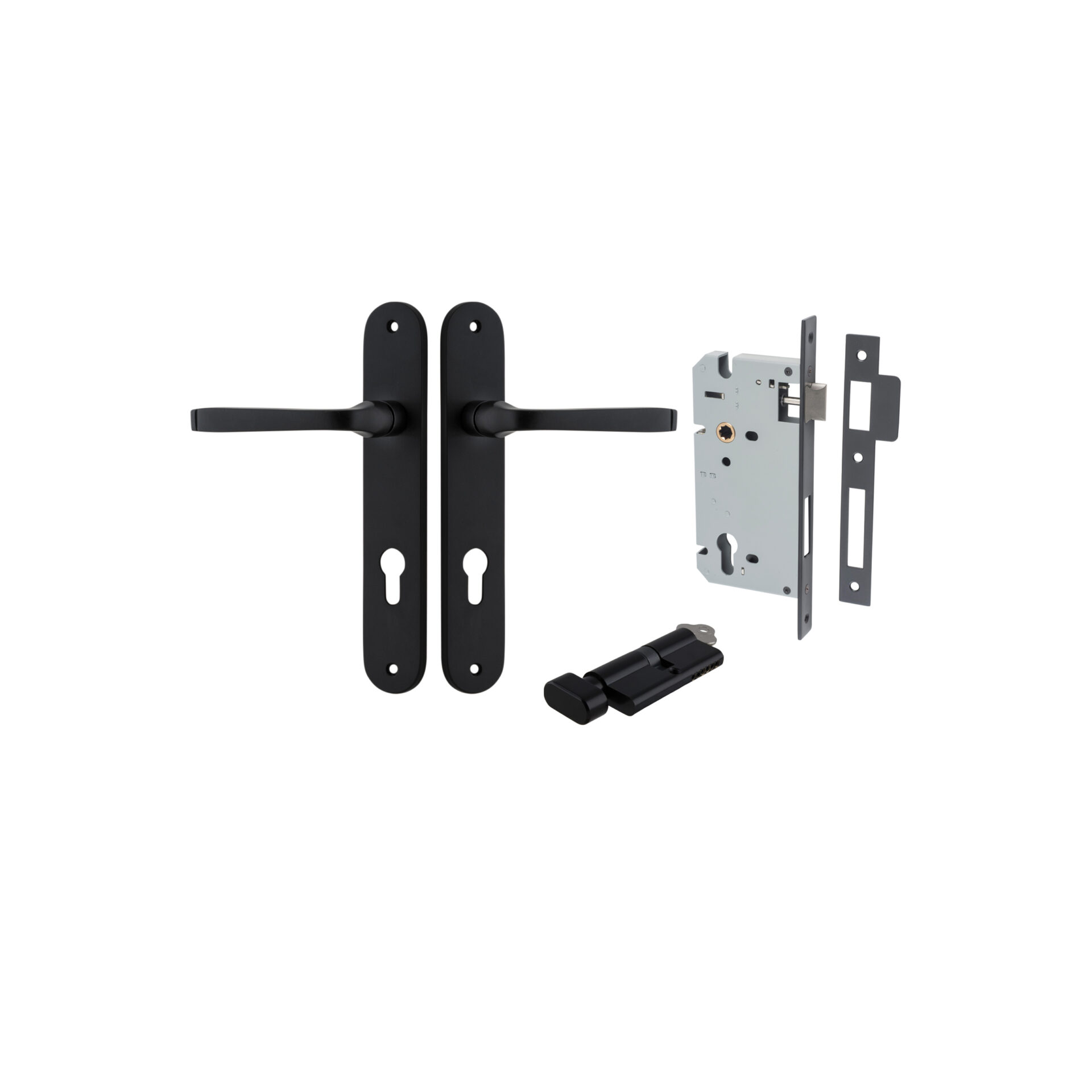 Annecy Lever - Oval Backplate Entrance Kit with High Security Lock