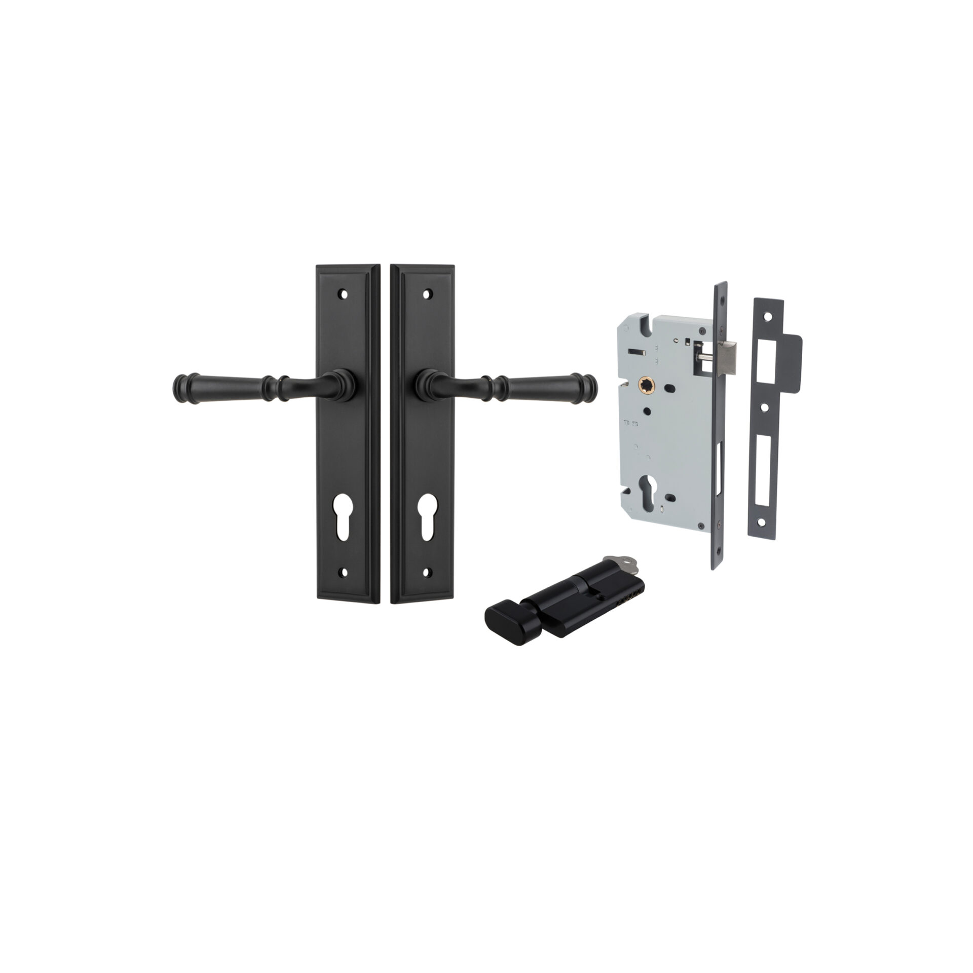 Verona Lever - Stepped Backplate Entrance Kit with High Security Lock