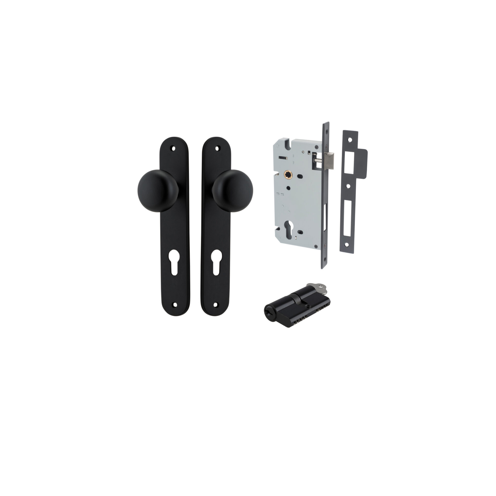 Cambridge Knob - Oval Backplate Entrance Kit with High Security Lock