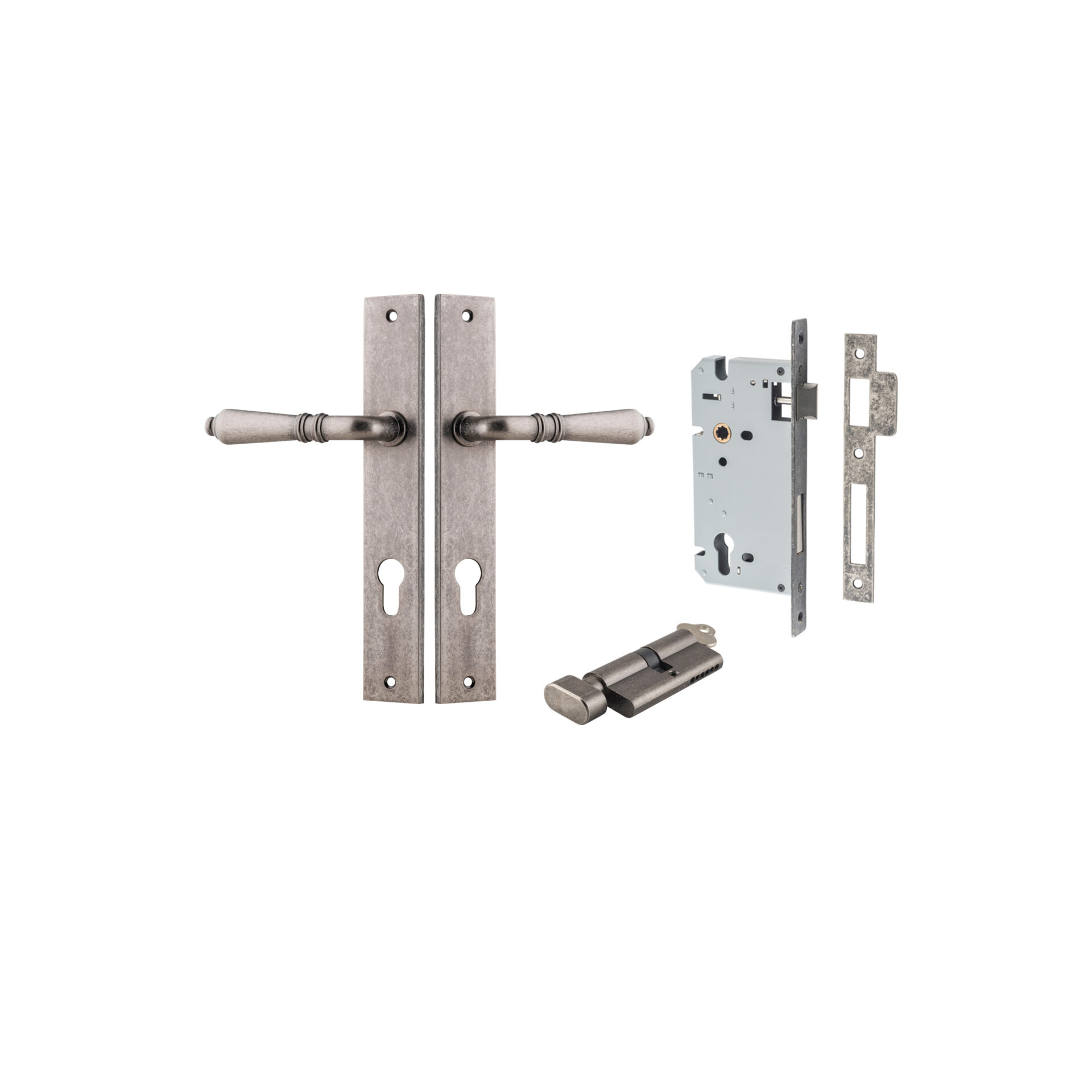 Sarlat Lever - Rectangular Backplate Entrance Kit with High Security Lock