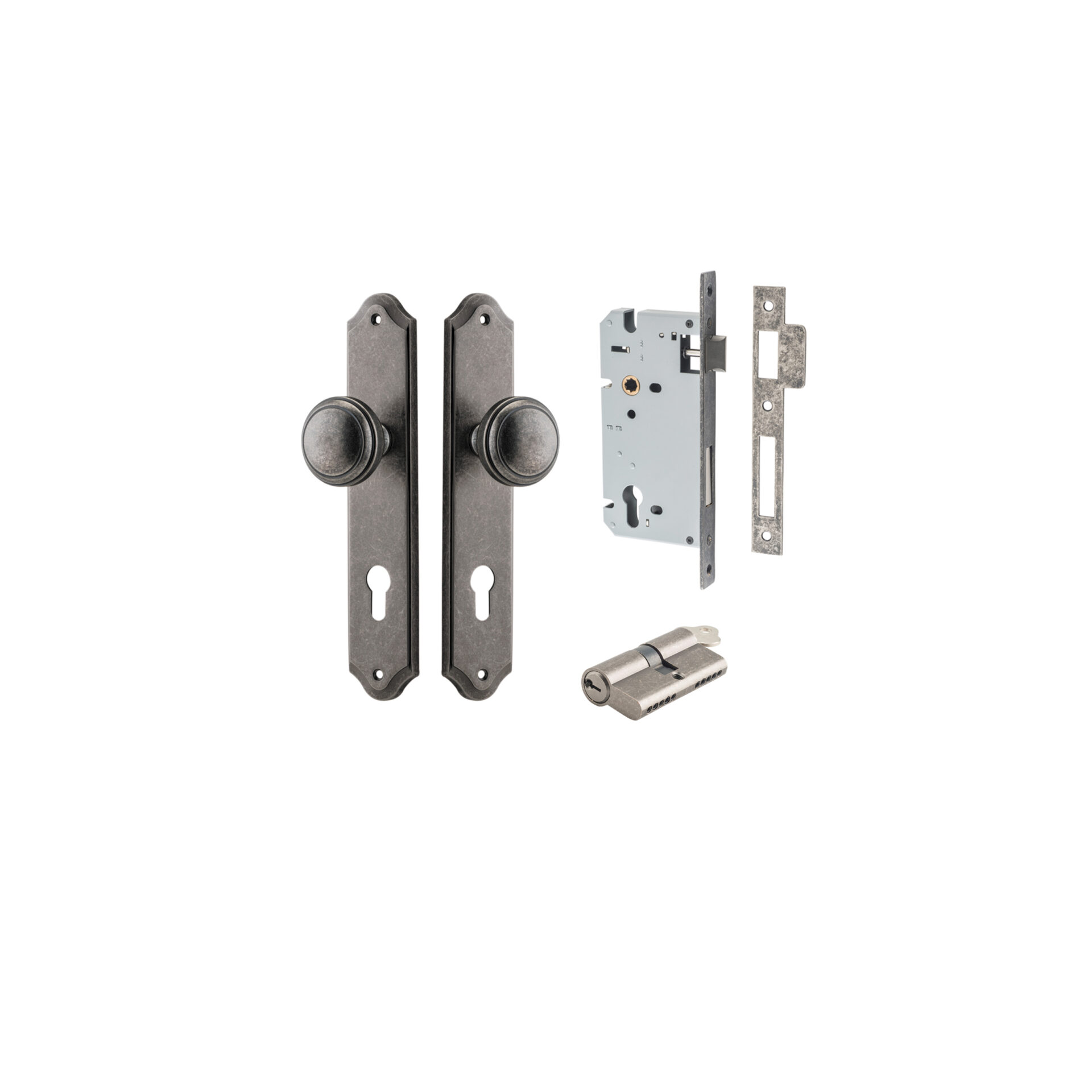 Paddington Knob - Shouldered Backplate Entrance Kit with High Security Lock