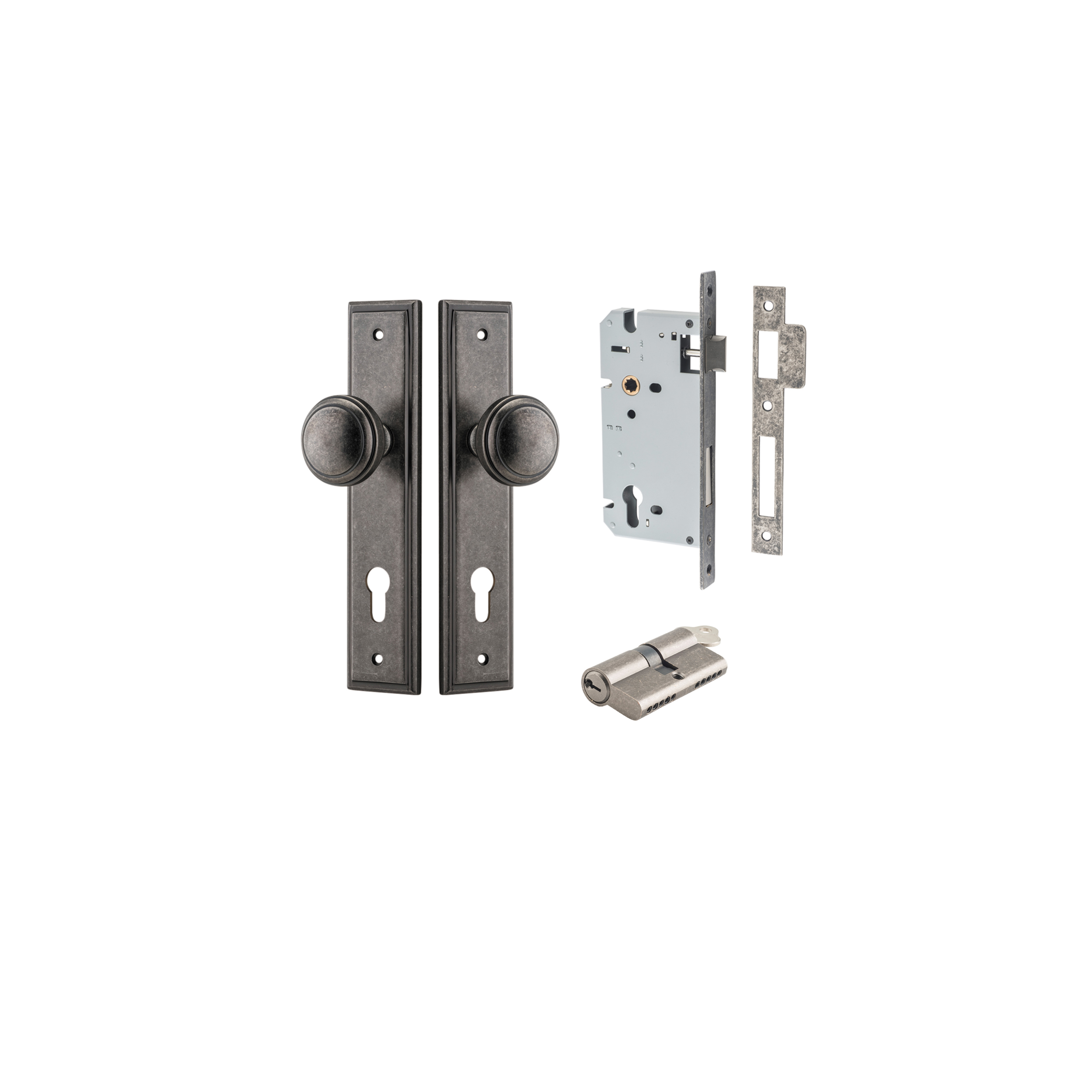 Keyed Stepped Inerlock Paddington Knob - Stepped Backplate Entrance Kit with High Security ...