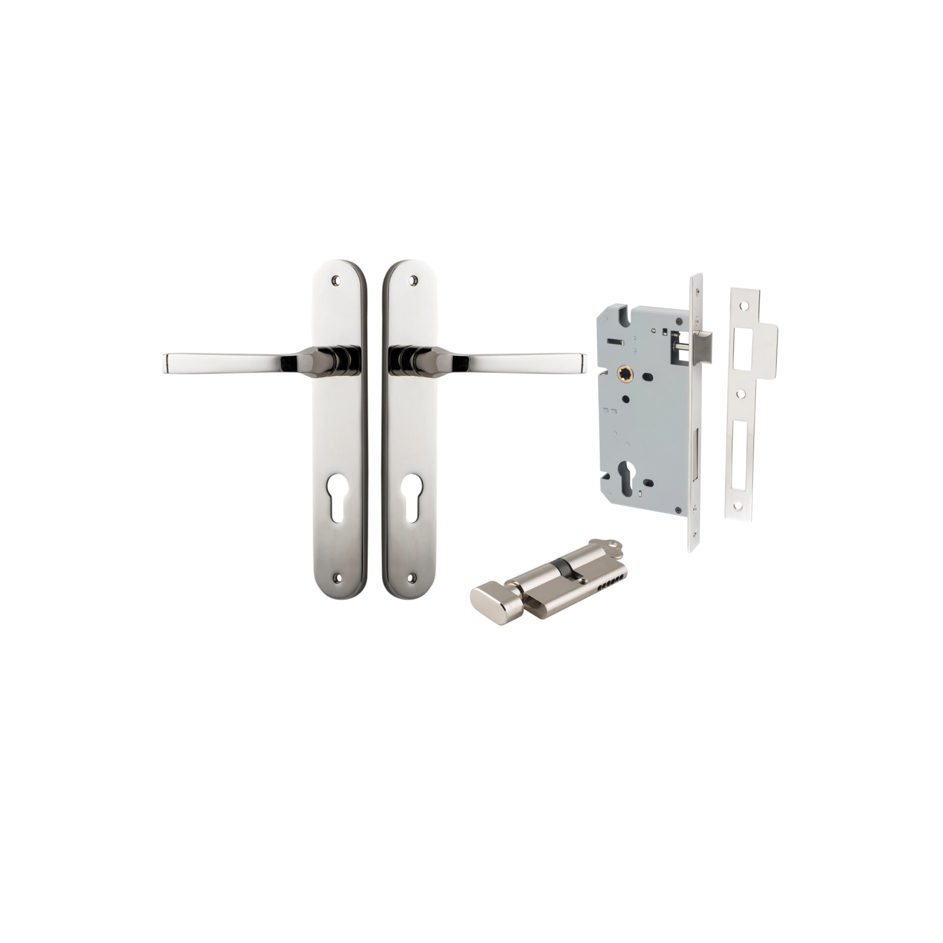 Annecy Lever - Oval Backplate Entrance Kit with High Security Lock