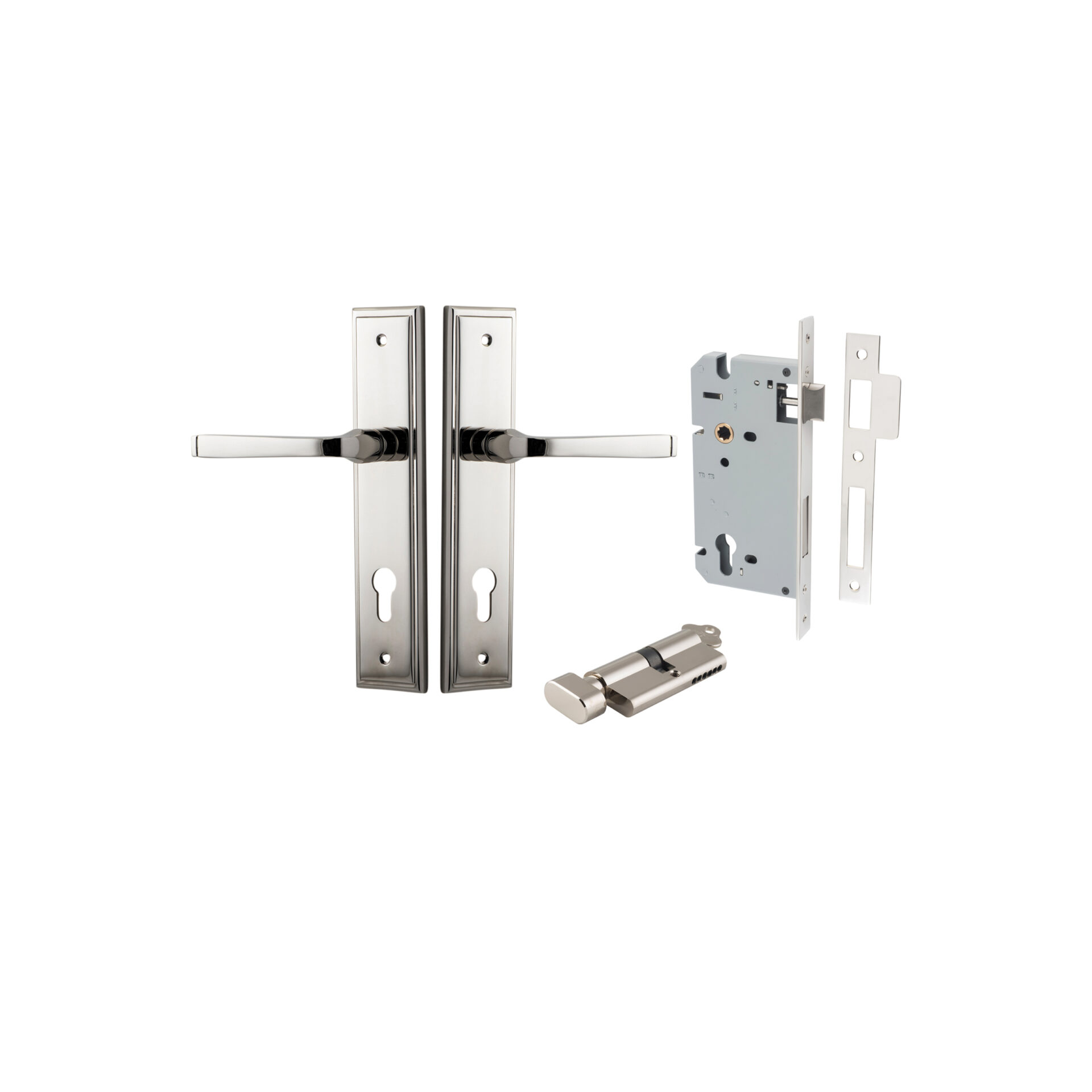 Annecy Lever - Stepped Backplate Entrance Kit with High Security Lock